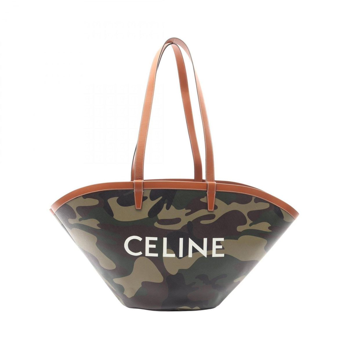 Celine Brown Green Multi-Color Coated Canvas Leather Handbag Shoulder Bag (Pre-Owned)