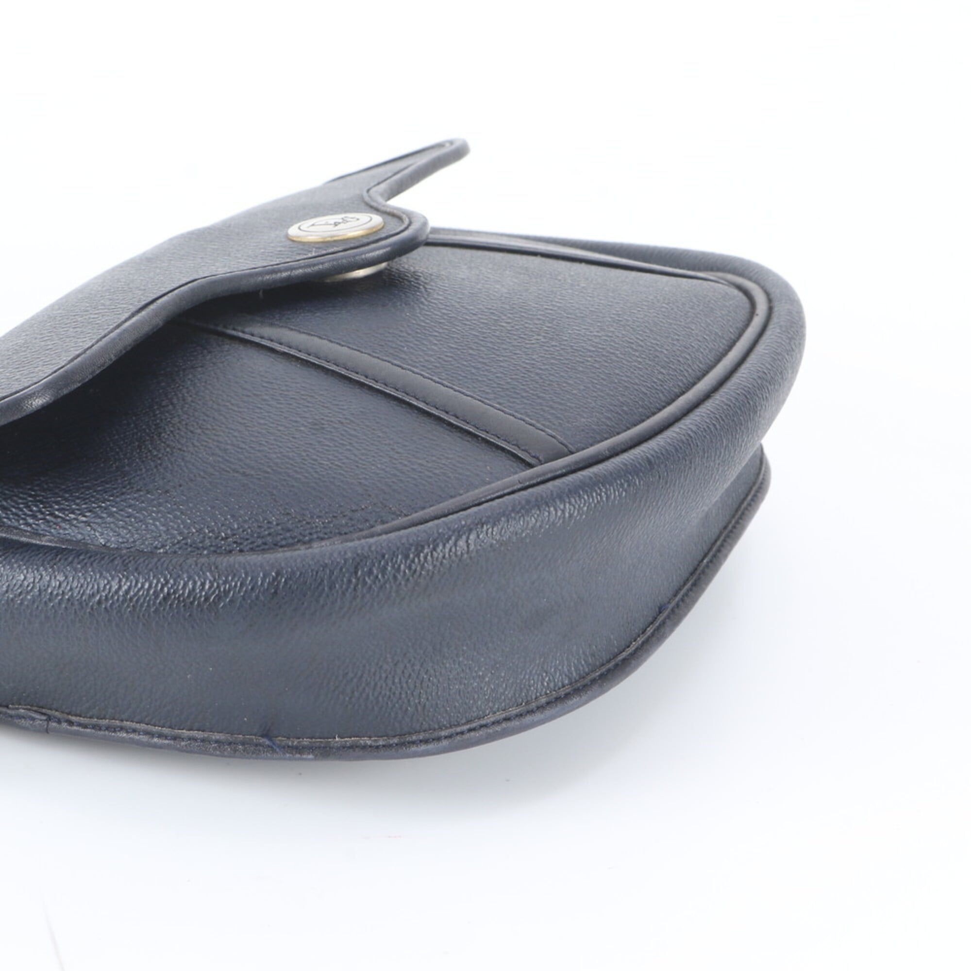 Christian Dior Navy Leather Handbag Shoulder Bag Tote Bag (Pre-Owned)