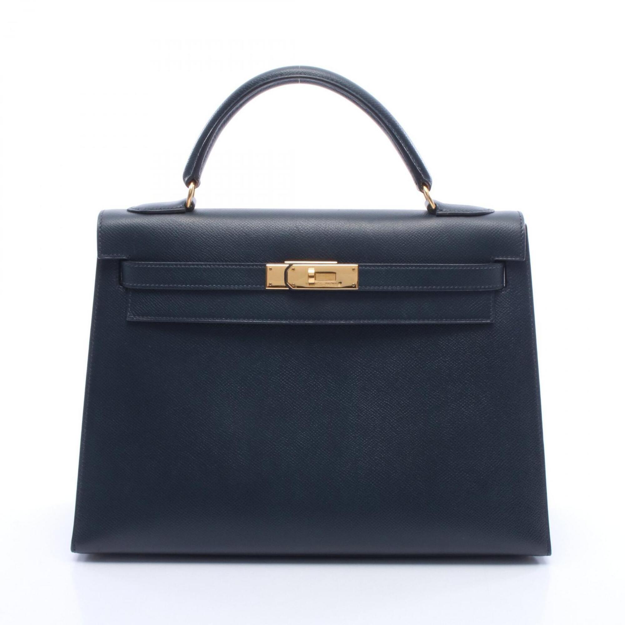 Hermes Blue Indigo Navy Courchevel Leather Handbag (Pre-Owned)