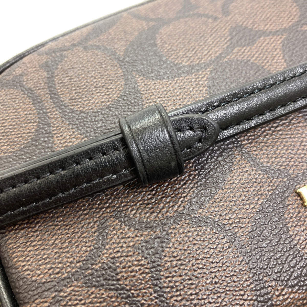 Coach Dark Brown Signature Line Pvc Shoulder Bag (Pre-Owned)