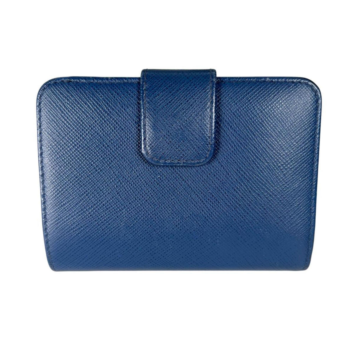 Prada Saffiano Blue Leather Wallet (Bi-Fold) (Pre-Owned)