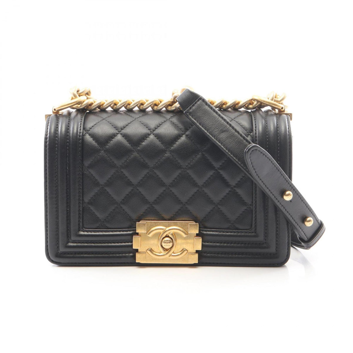 Chanel Black Leather Handbag Shoulder Bag (Pre-Owned)