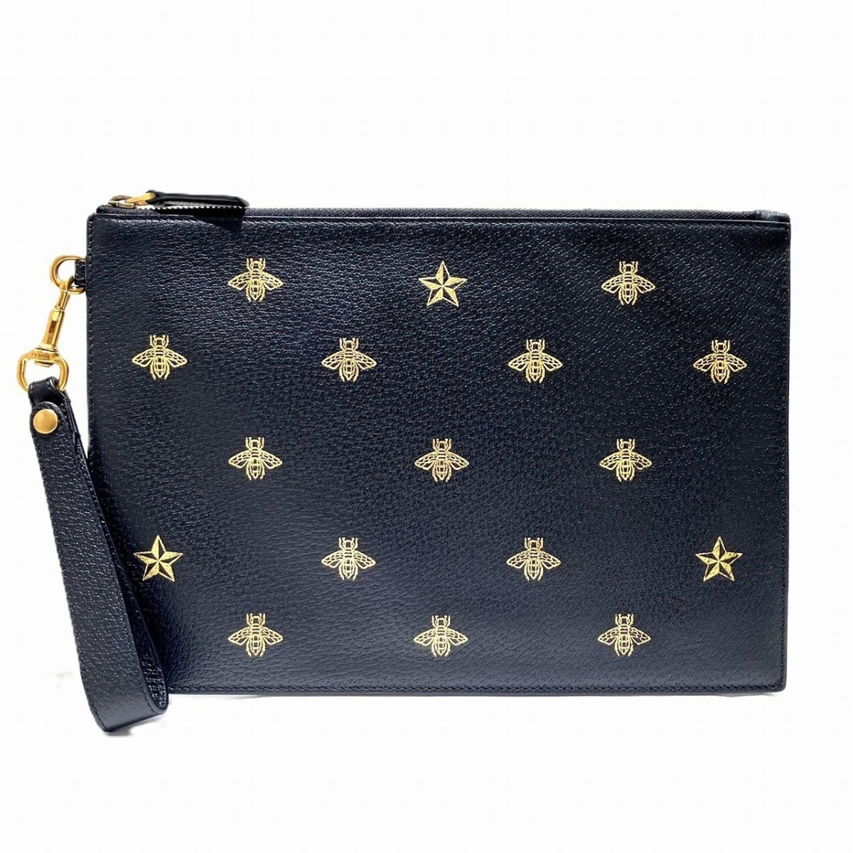 Gucci Black Leather Basket Clutch Bag (Pre-Owned)
