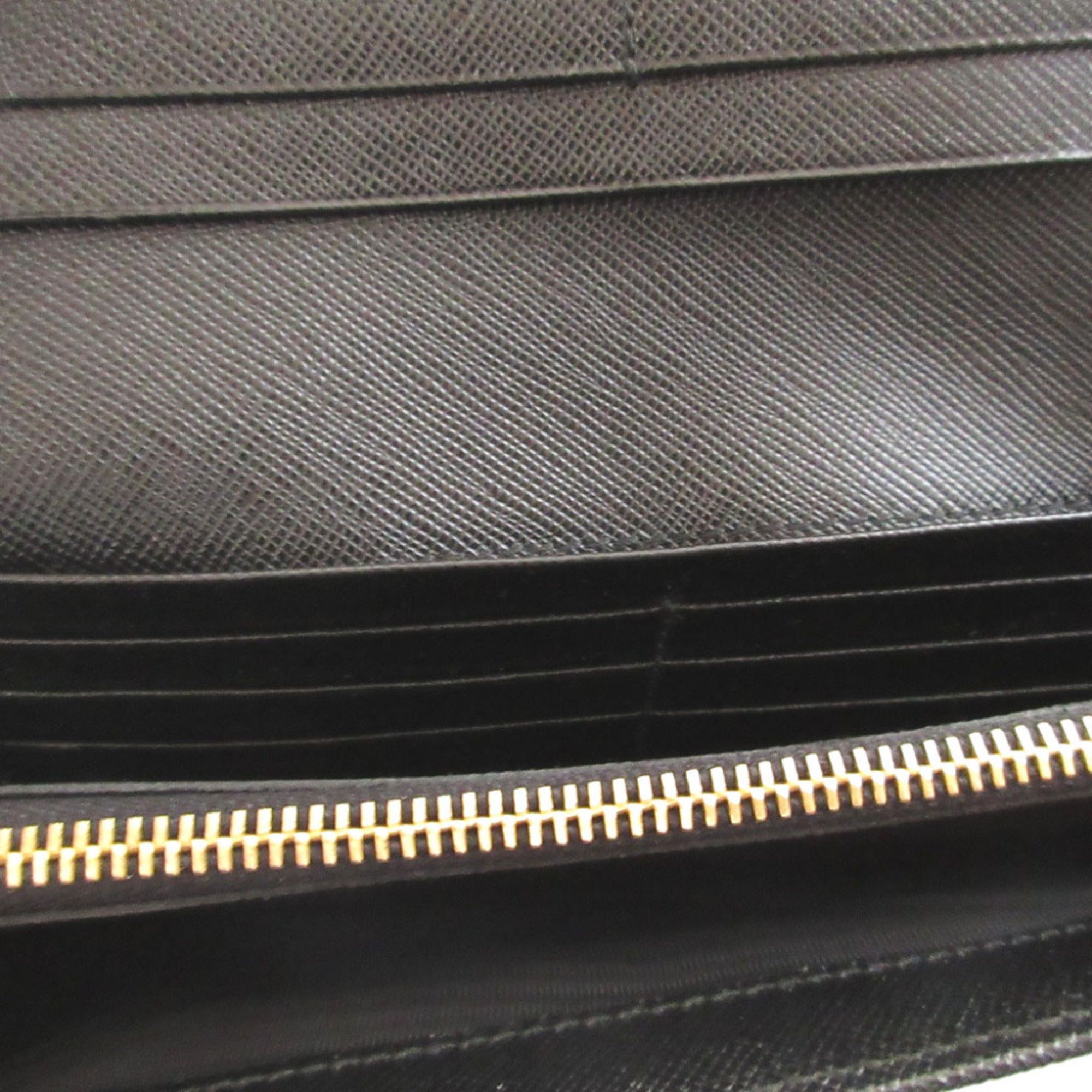 Prada Black Saffiano Triangle Long Wallet (Bi-Fold) (Pre-Owned)