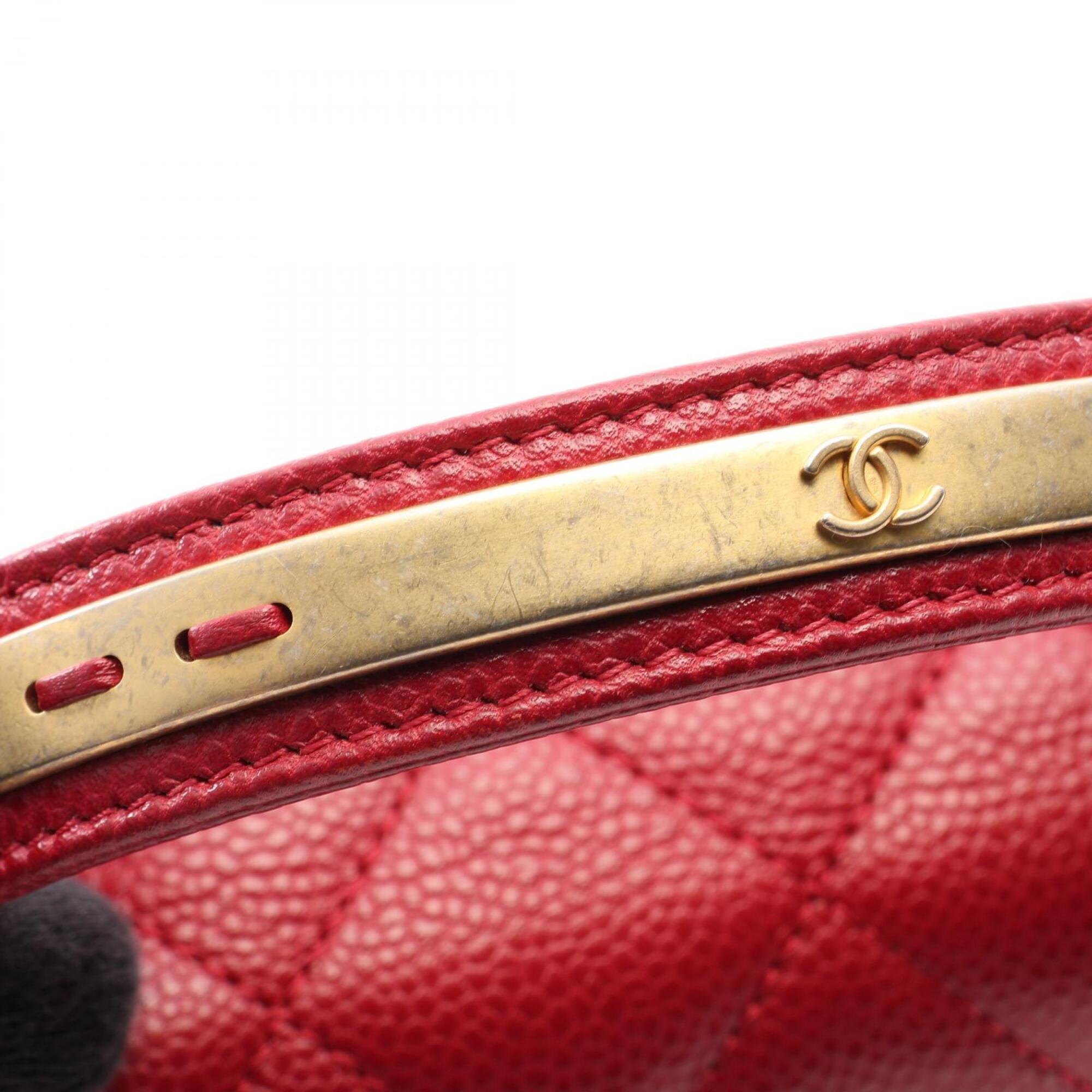 Chanel Red Color Grained Calfskin Handbag Shoulder Bag (Pre-Owned)