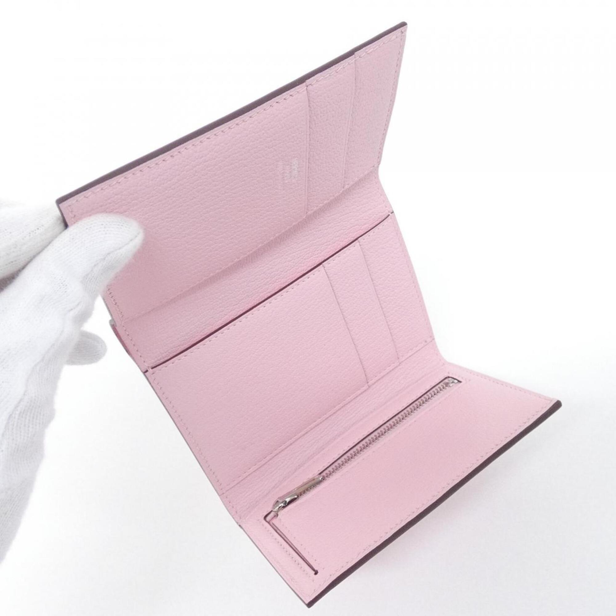 Hermes Rose Sakura Chevre Leather Wallet (Tri-Fold) (Pre-Owned)