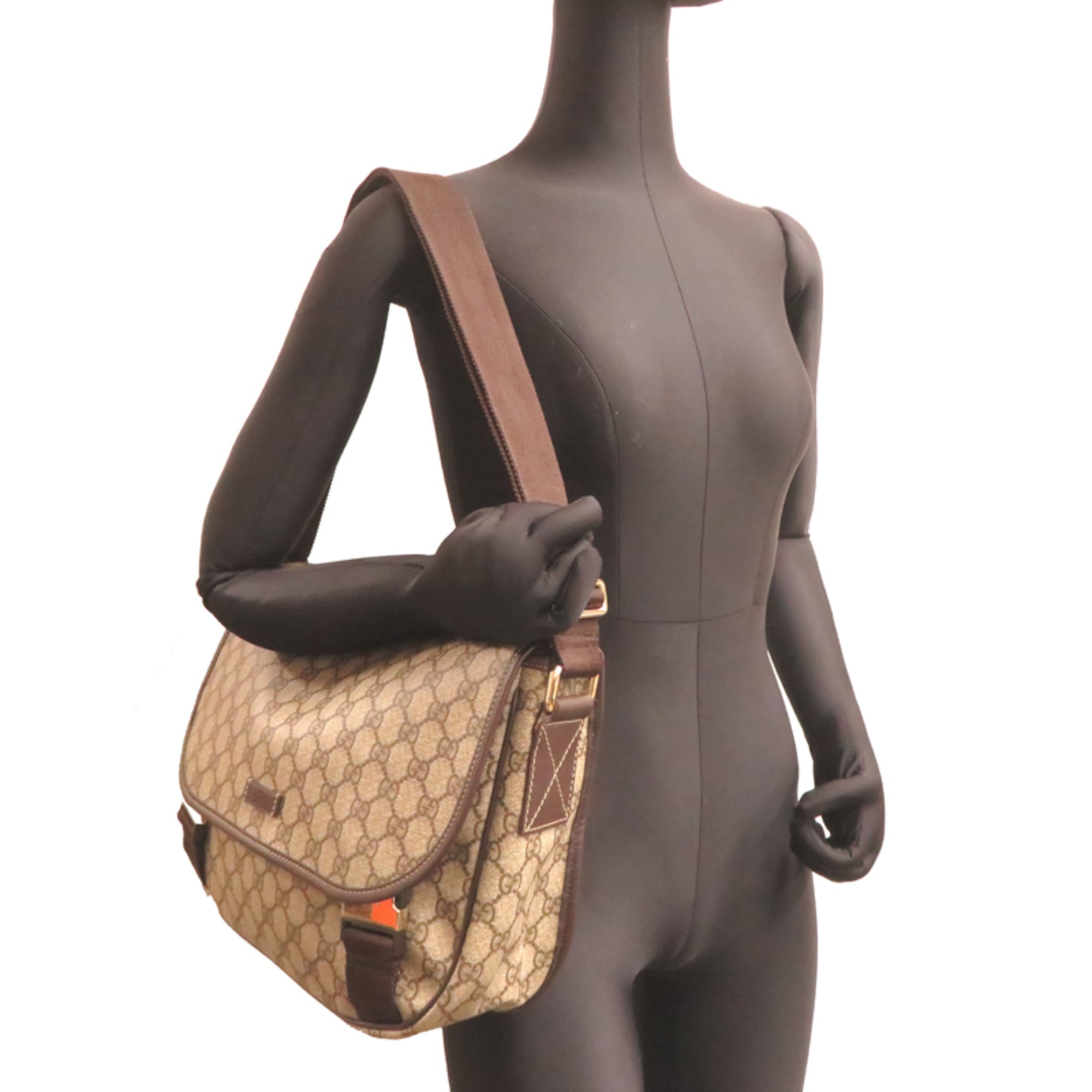 Gucci Beige Brown Pvc Leather Shoulder Bag (Pre-Owned)