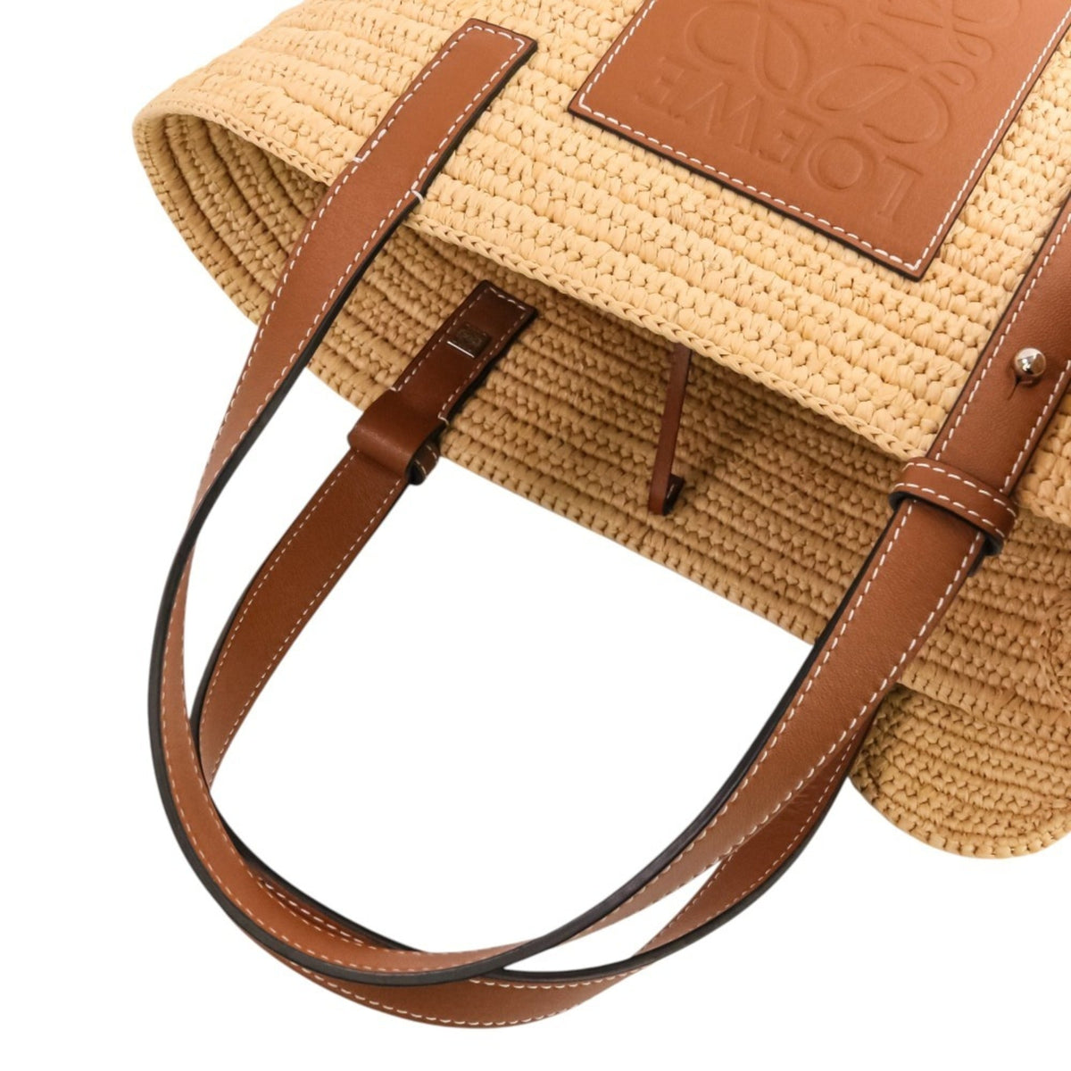 Loewe Brown Raffia Leather Basket Handbag Tote Bag (Pre-Owned)