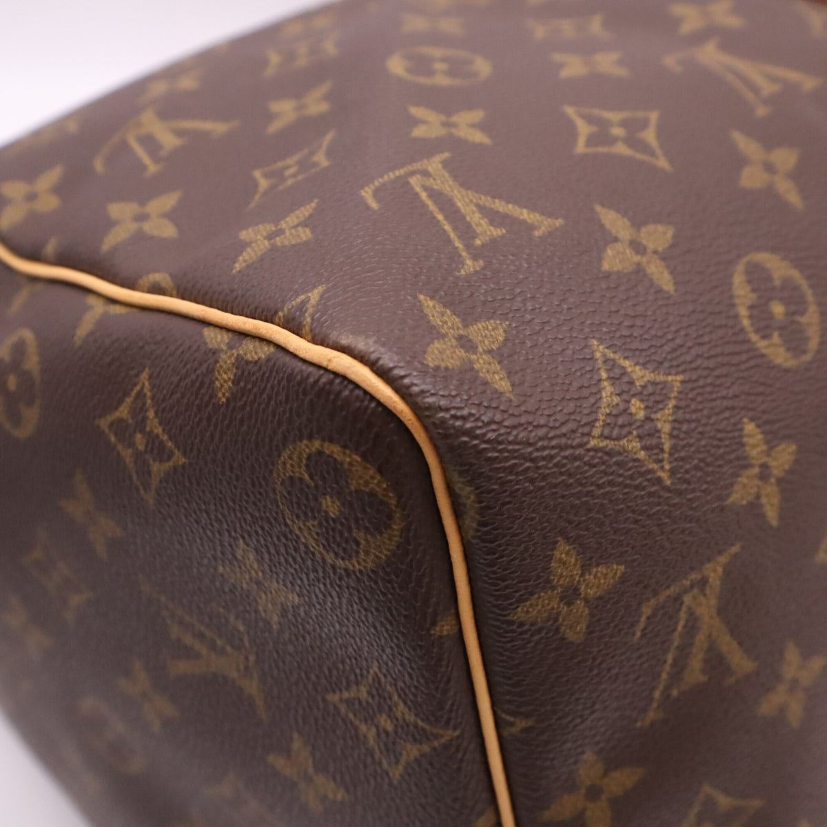Louis Vuitton Monogram Beige Brown Coated Canvas Leather Boston Bag (Pre-Owned)