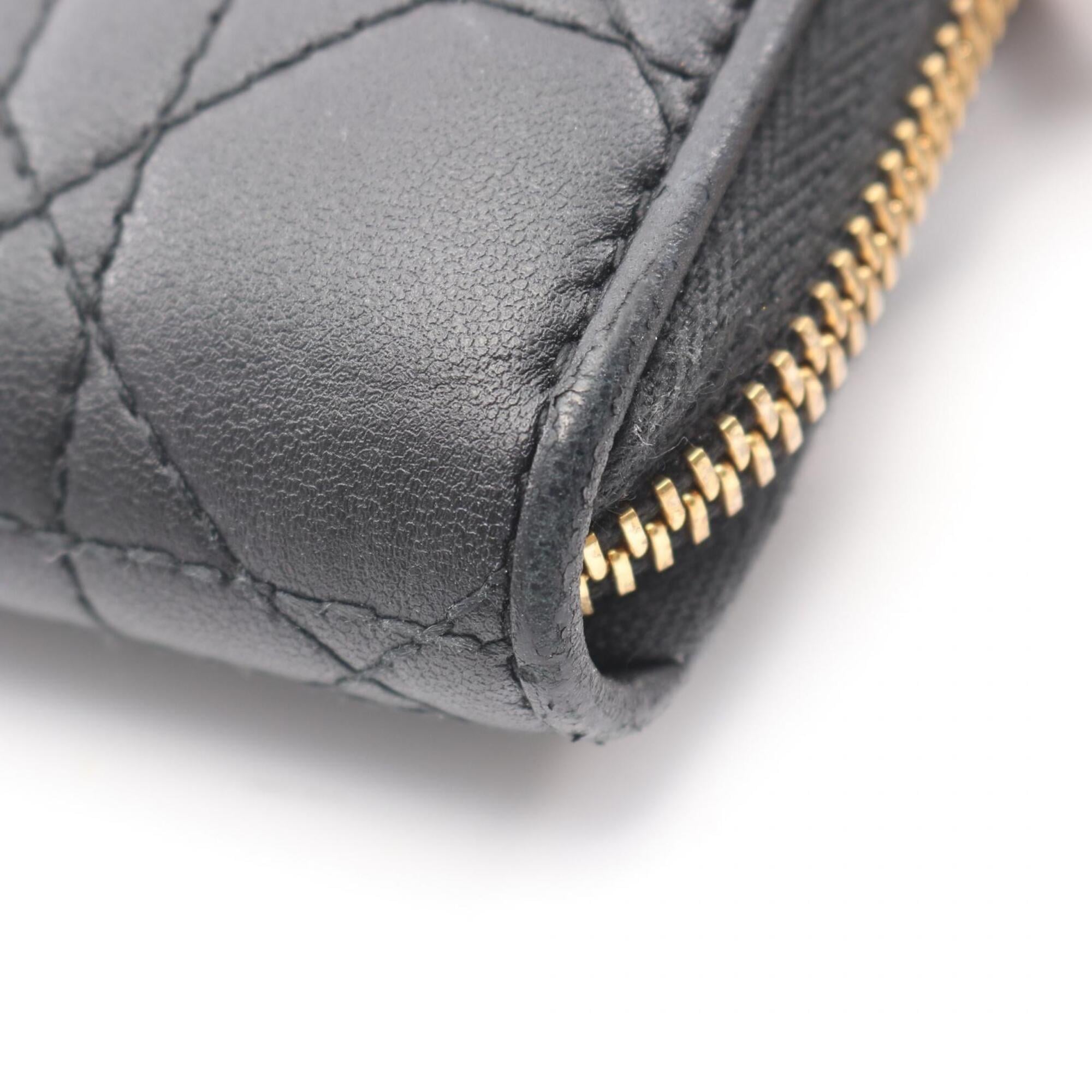 Christian Dior Black Leather Long Wallet (Bi-Fold) (Pre-Owned)
