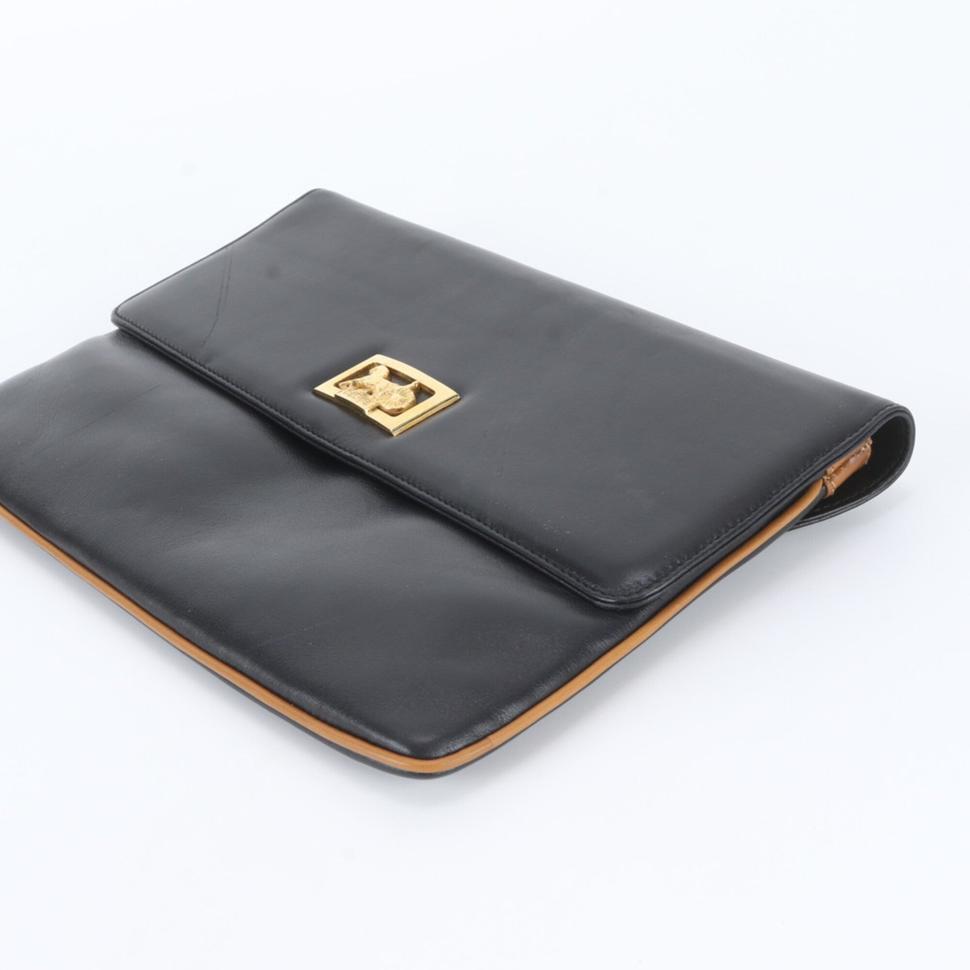 Celine Black Leather Clutch Bag Pouch (Pre-Owned)
