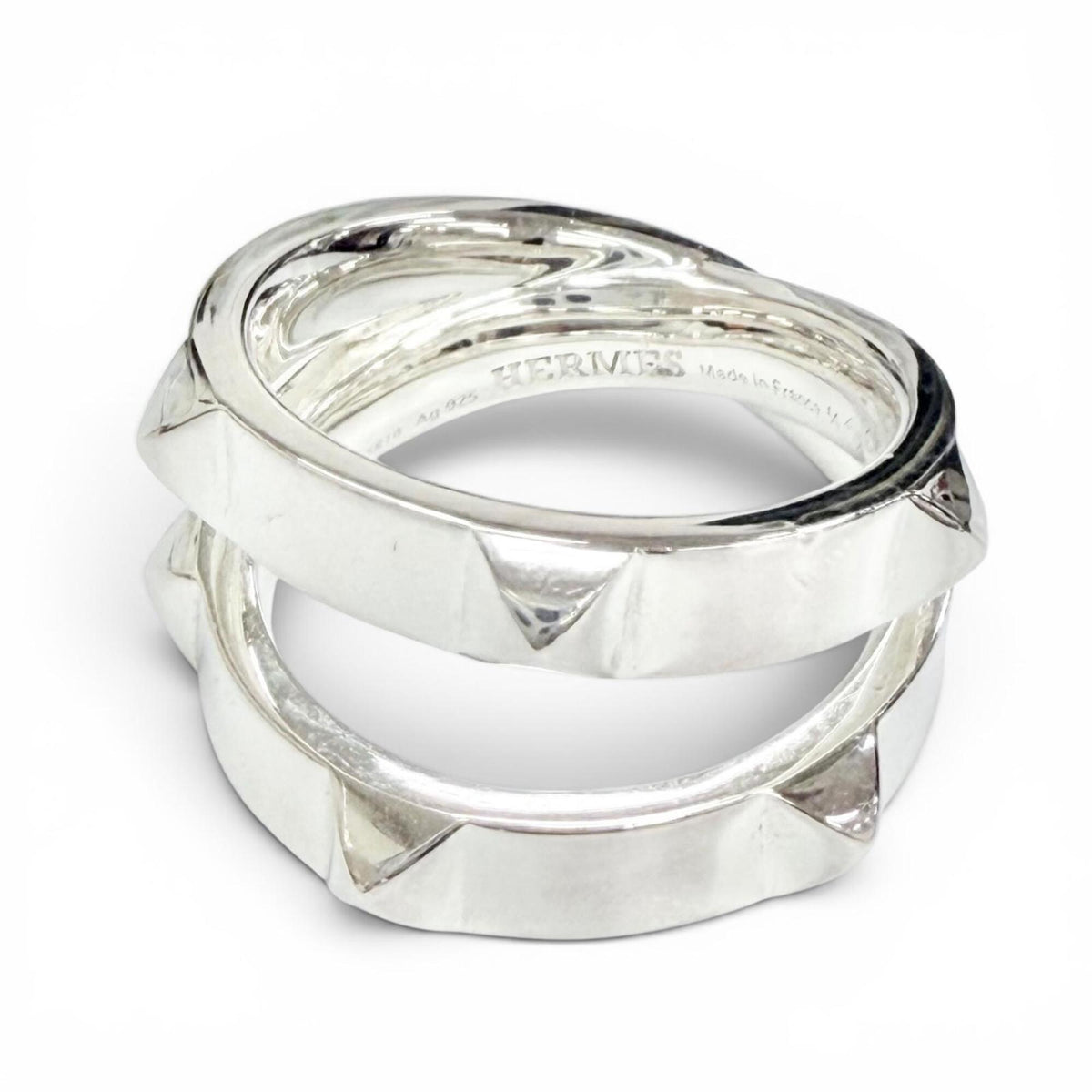 Hermes Silver Silver 925 Band Ring (Pre-Owned)
