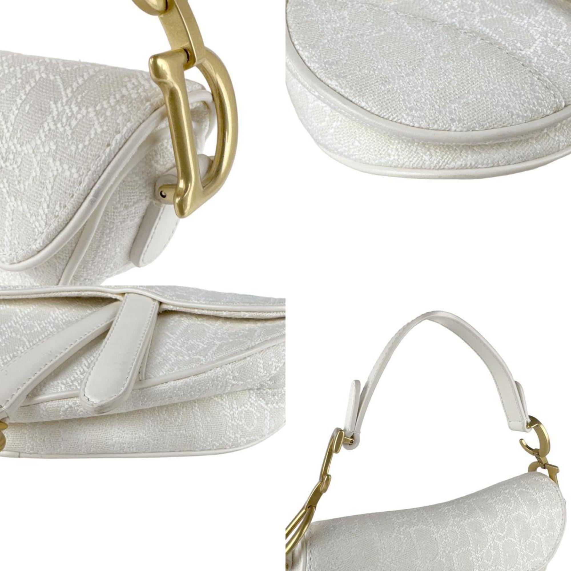 Christian Dior White Canvas Leather Handbag (Pre-Owned)