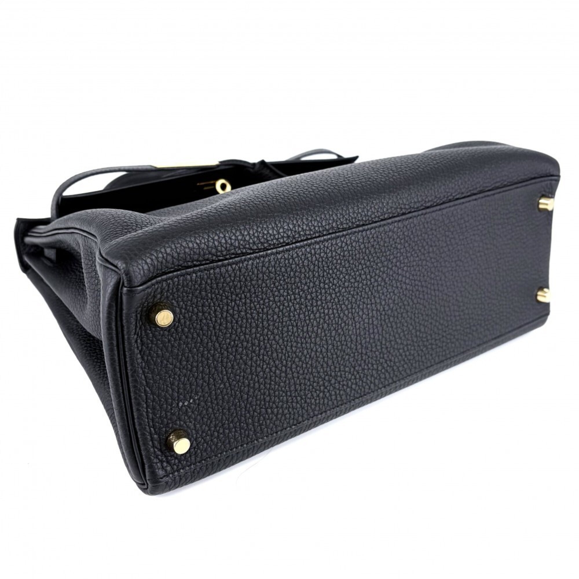 Hermes Black Leather Handbag Shoulder Bag (Pre-Owned)