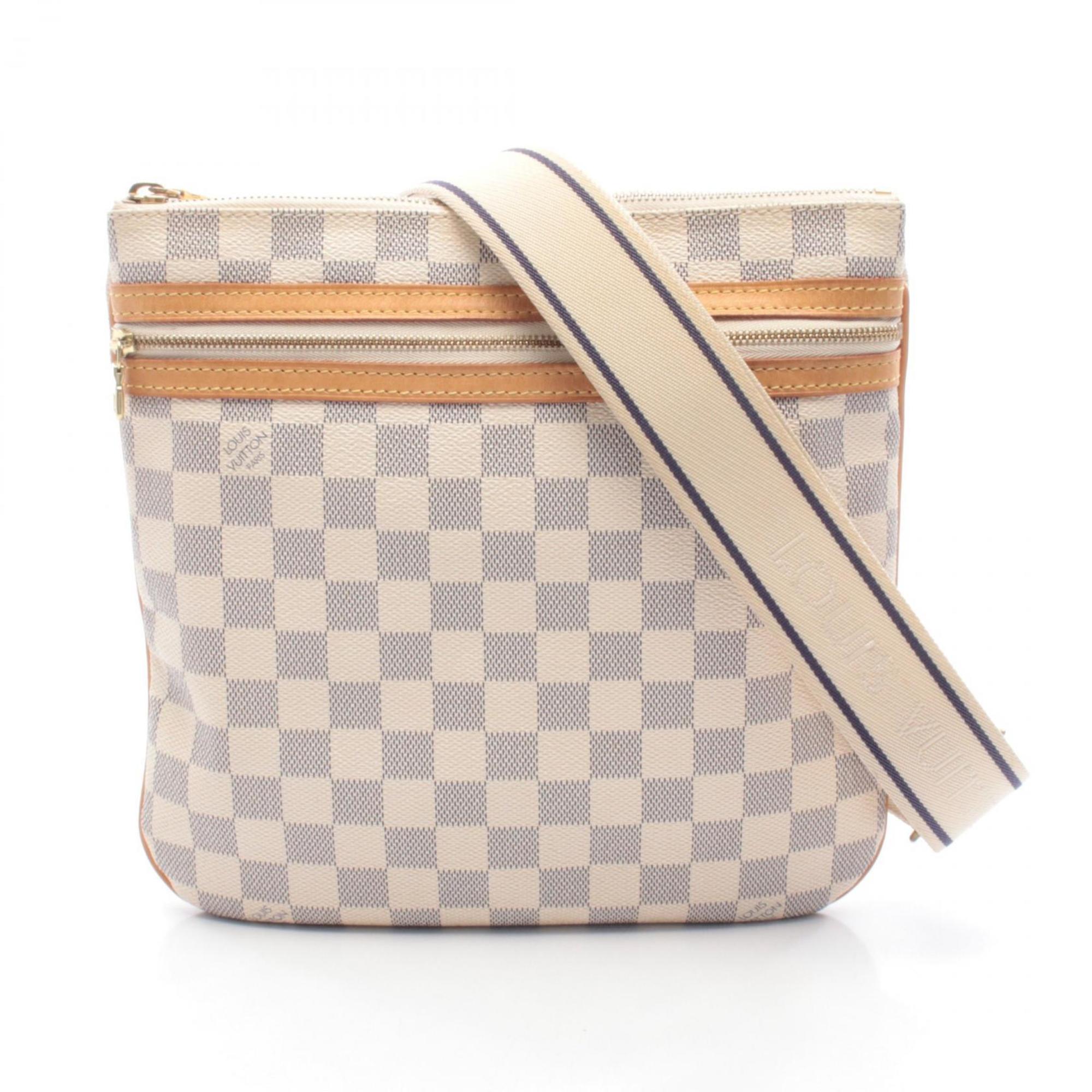 Louis Vuitton Damier Azur White Coated Canvas Leather Handbag Shoulder Bag (Pre-Owned)