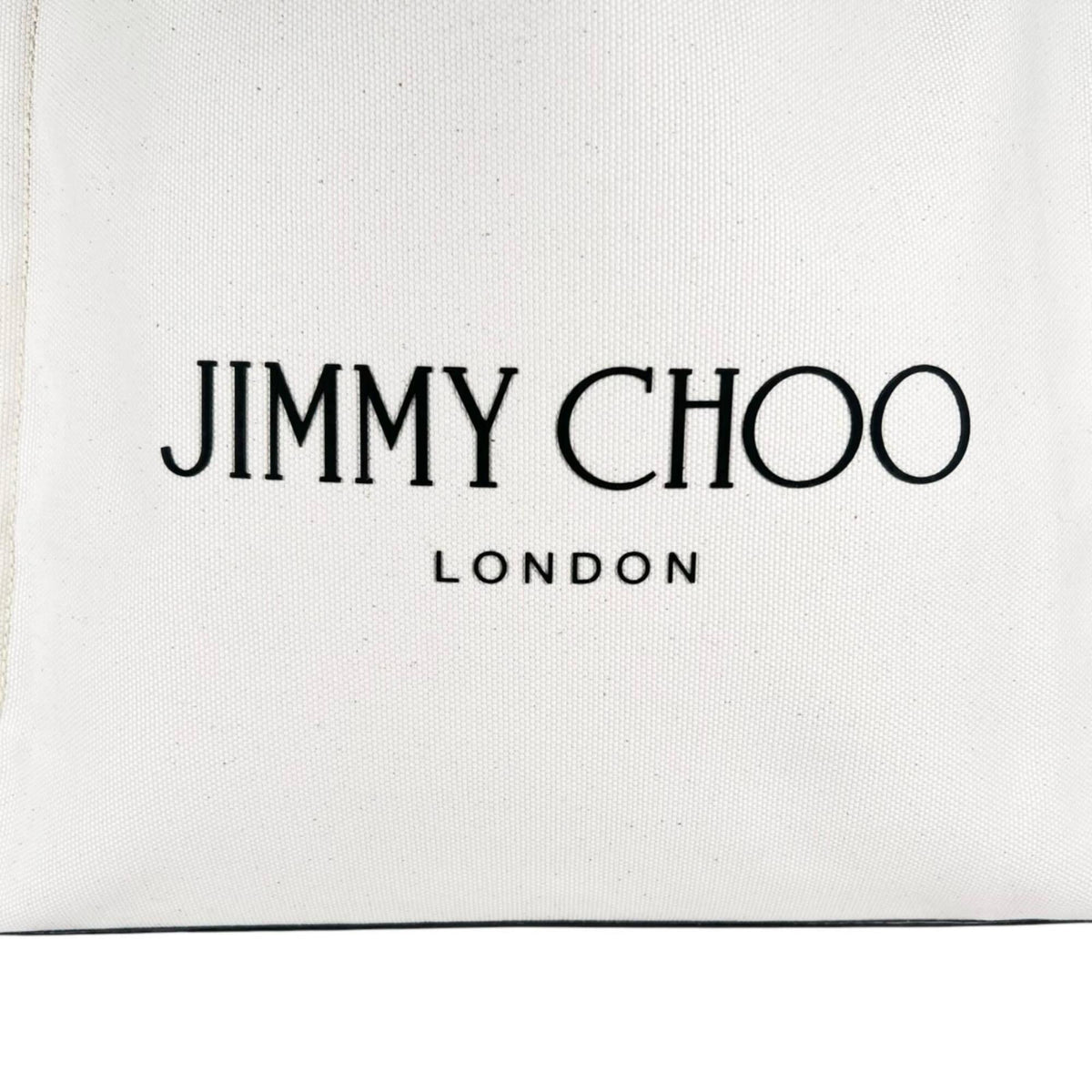 Jimmy Choo Brown White Canvas Leather Tote Bag (Pre-Owned)