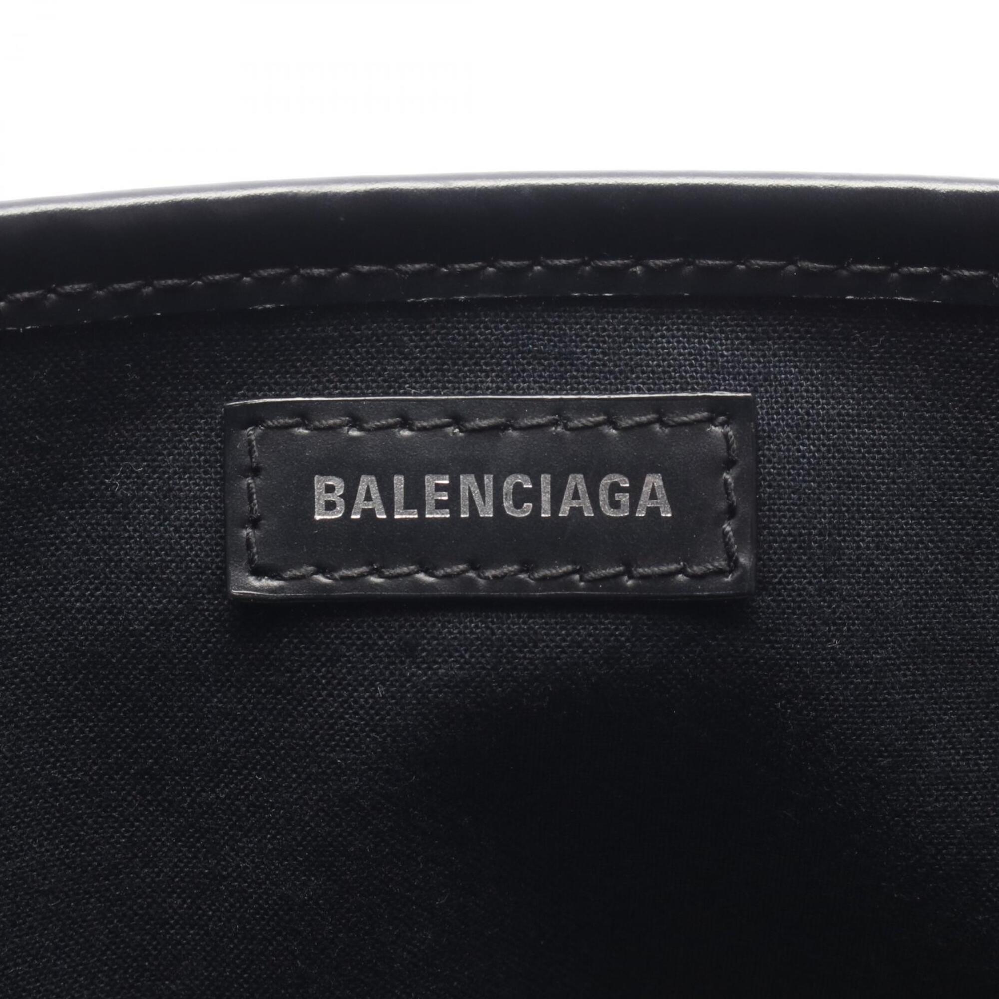 Balenciaga Black Ivory Canvas Leather Handbag Pouch (Pre-Owned)