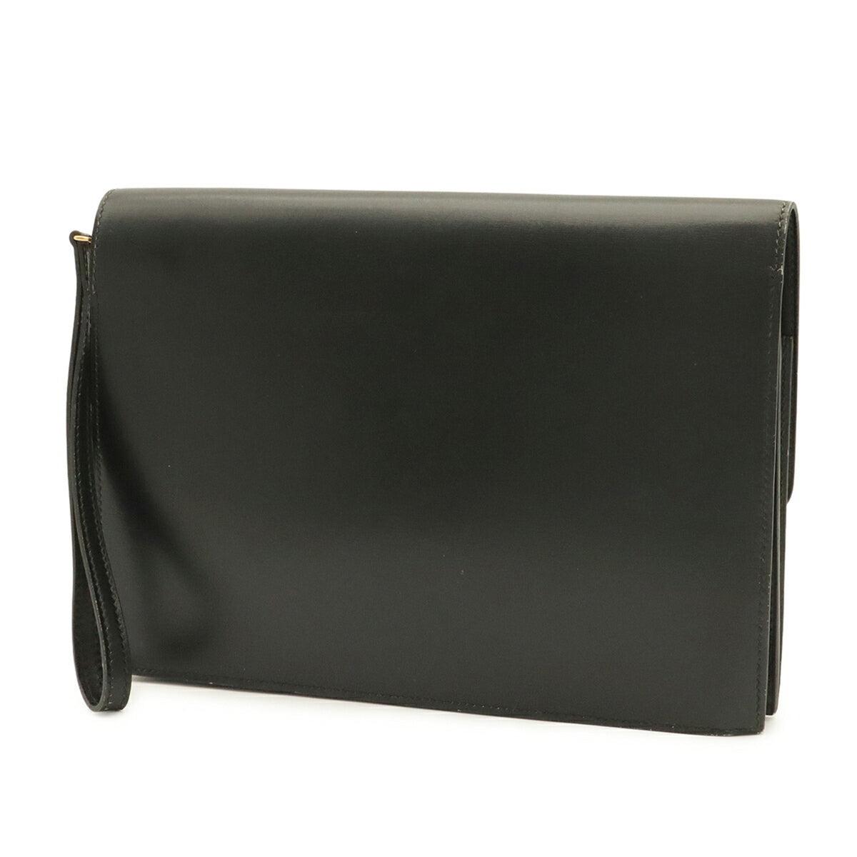 Hermes Black Box Calf Leather Clutch Bag Pochette (Pre-Owned)