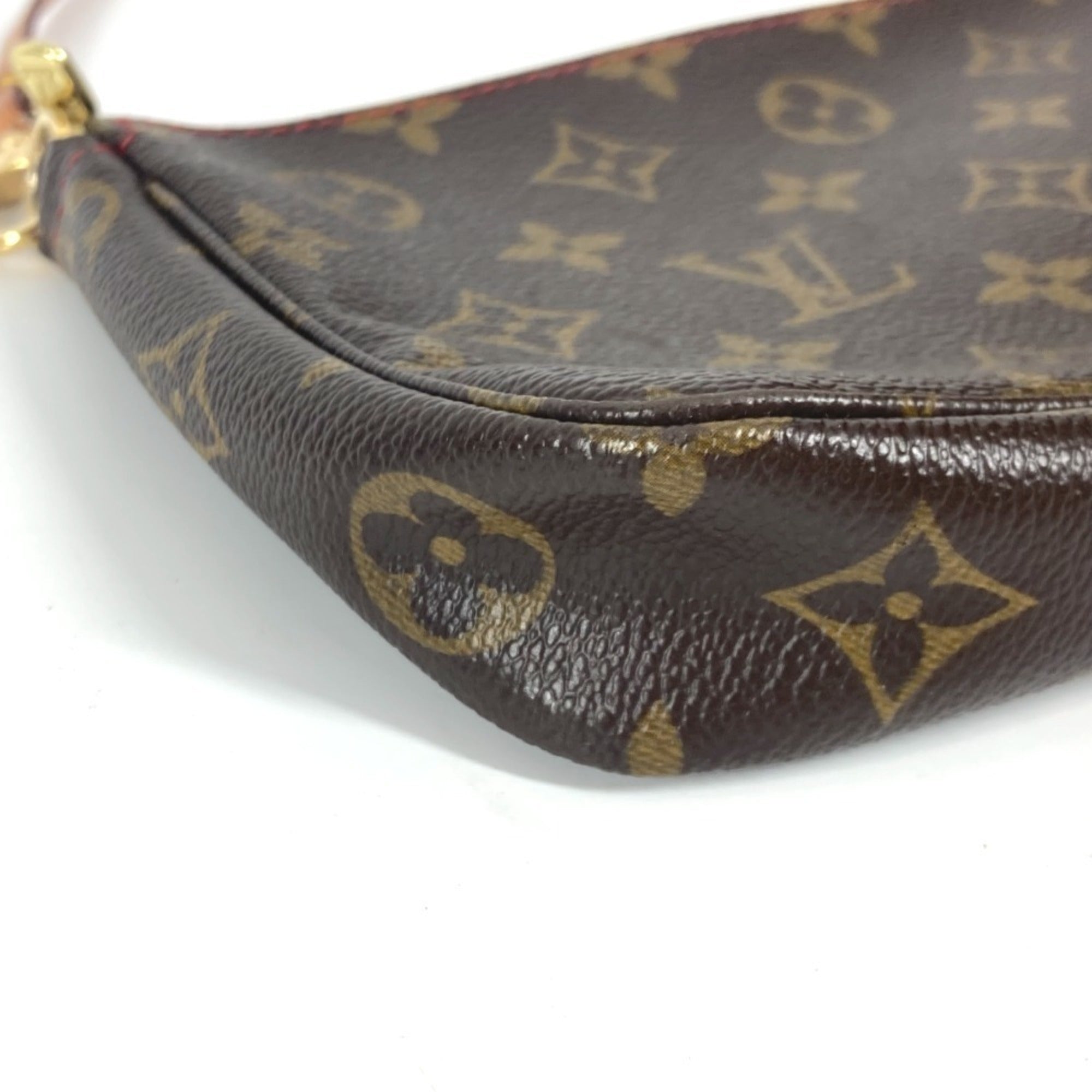 Louis Vuitton Monogram Brown Monogram Cherry Red Color Pochette Pouch (Pre-Owned)