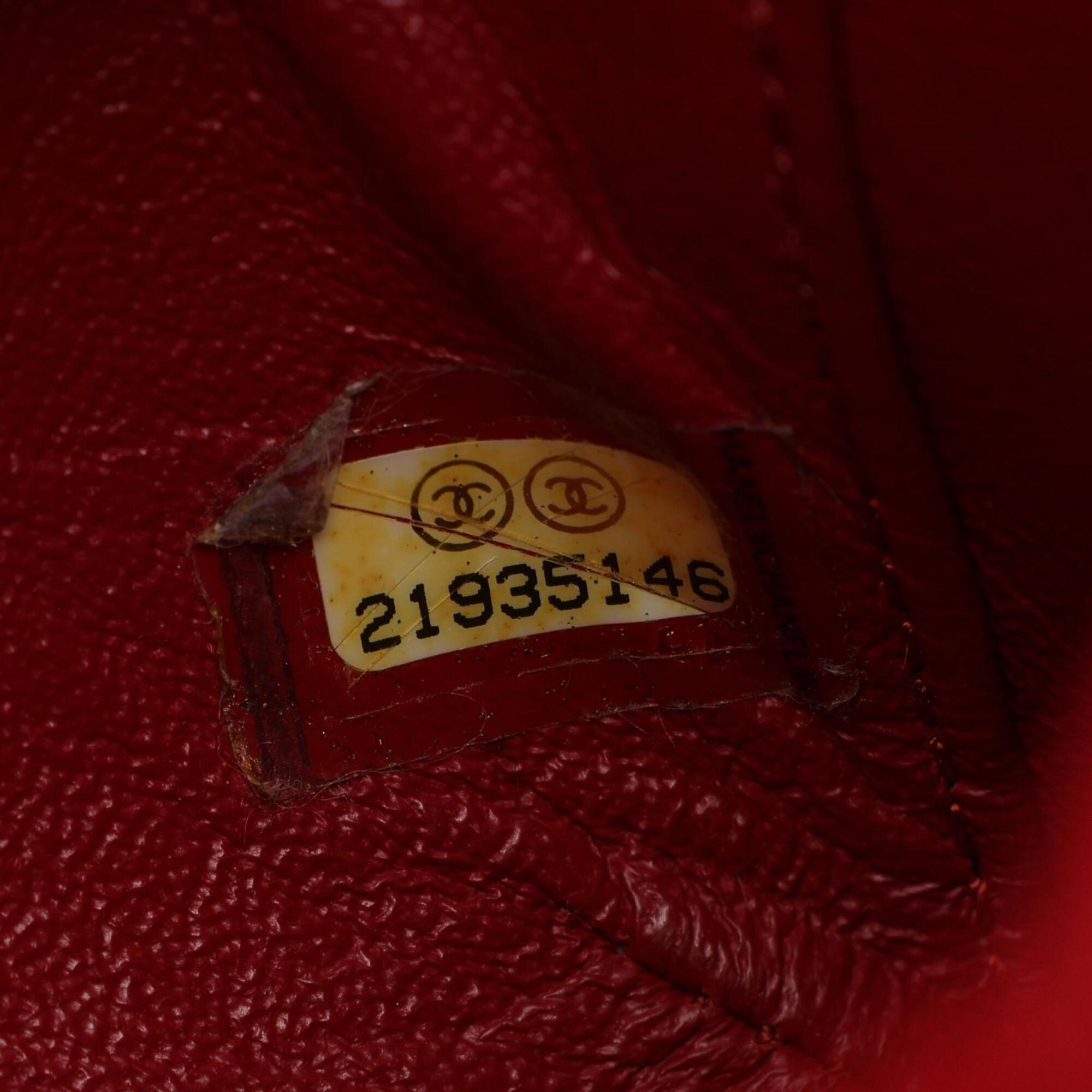 Chanel Red Color Grained Calfskin Handbag Tote Bag (Pre-Owned)