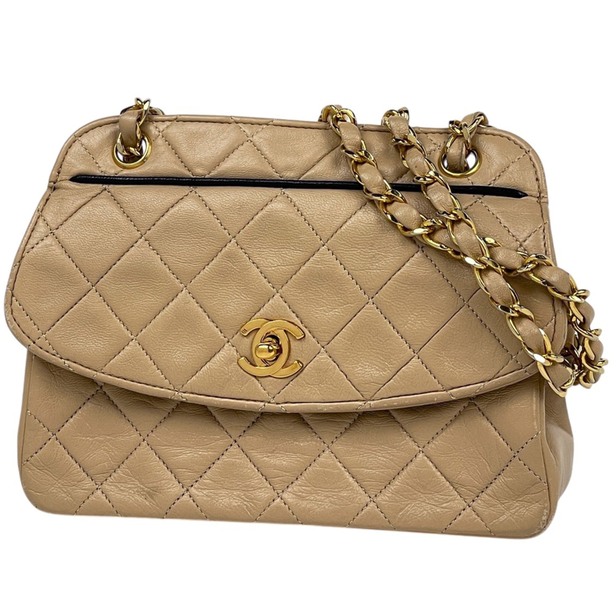 Chanel Beige Leather Shoulder Bag (Pre-Owned)