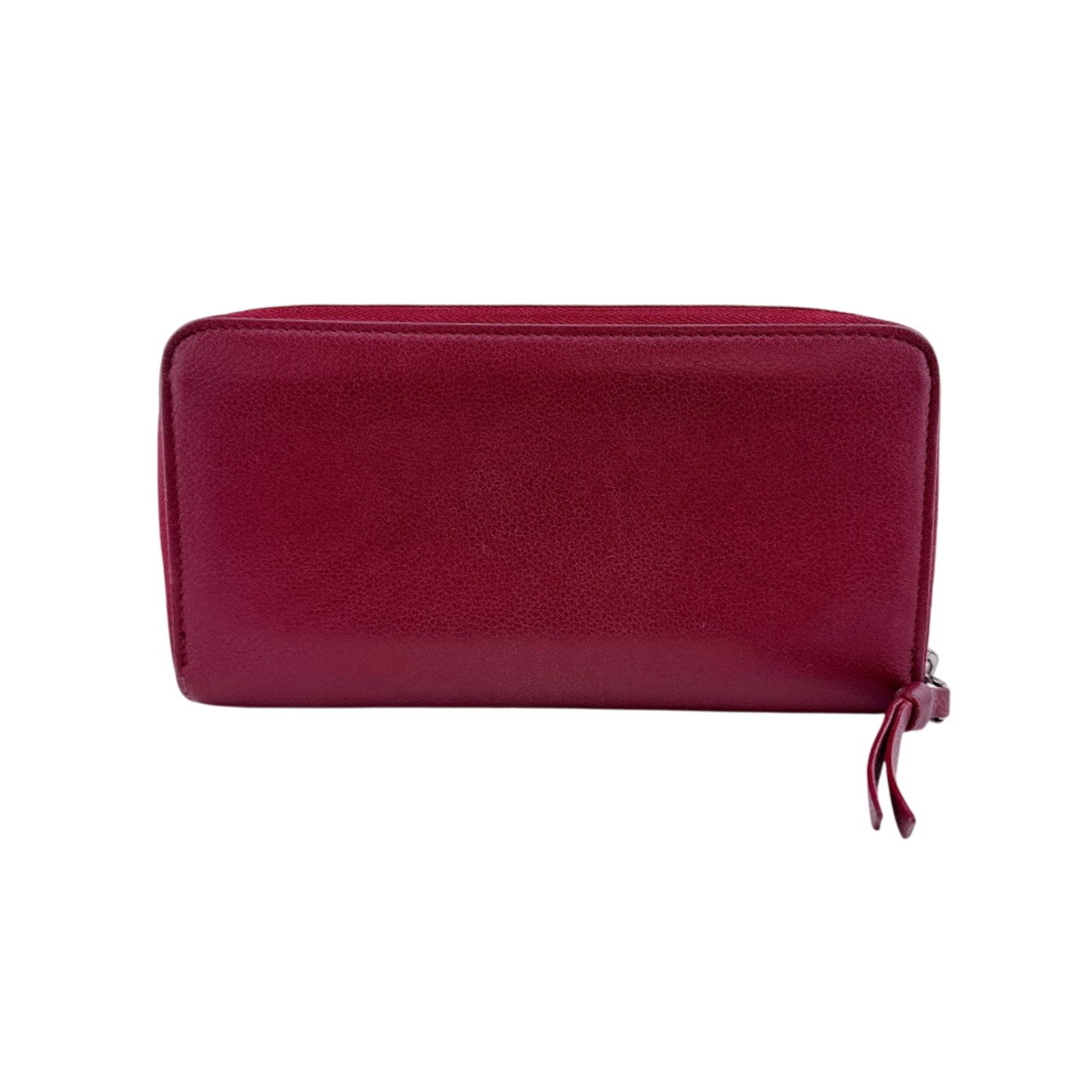 Louis Vuitton Gray Red Color Leather Long Wallet (Bi-Fold) (Pre-Owned)
