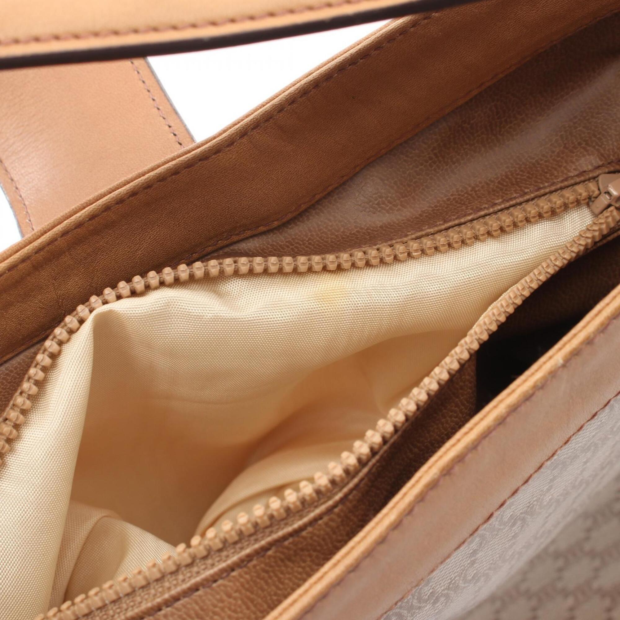 Celine Beige Brown Coated Canvas Leather Handbag Shoulder Bag (Pre-Owned)