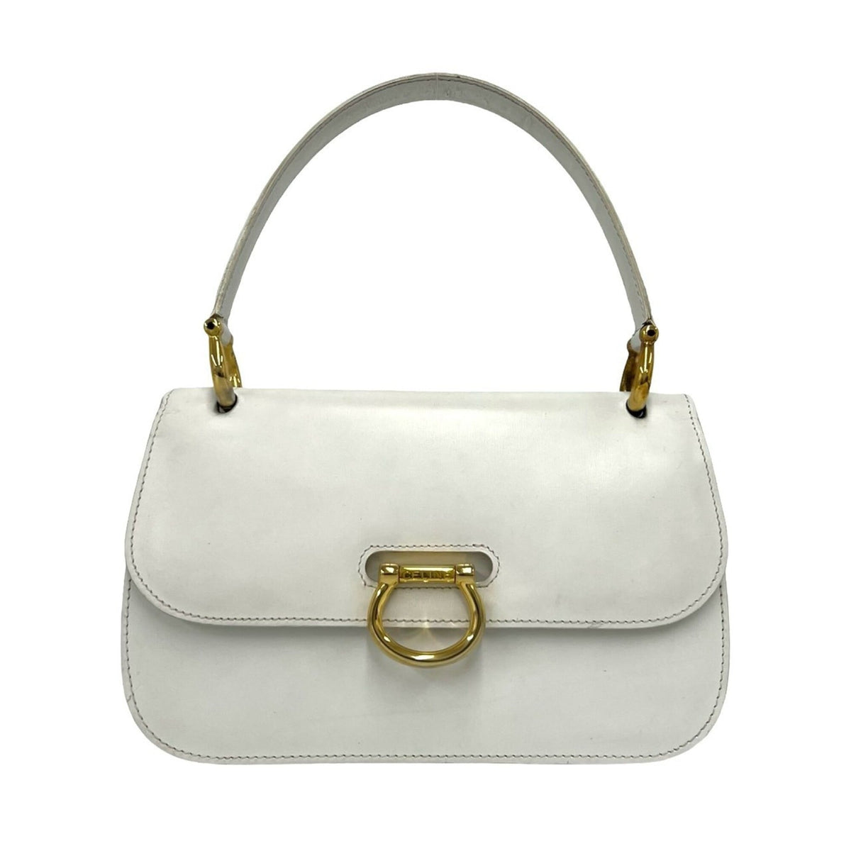 Celine White Leather Handbag Tote Bag (Pre-Owned)