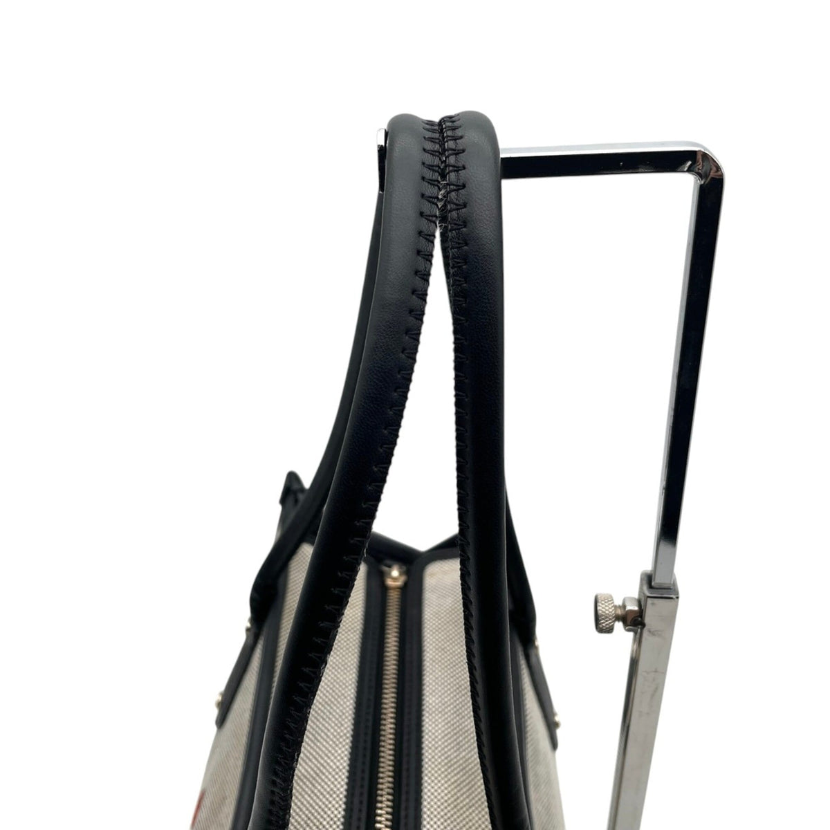 Kate Spade Black Gray Canvas Leather Handbag Tote Bag (Pre-Owned)