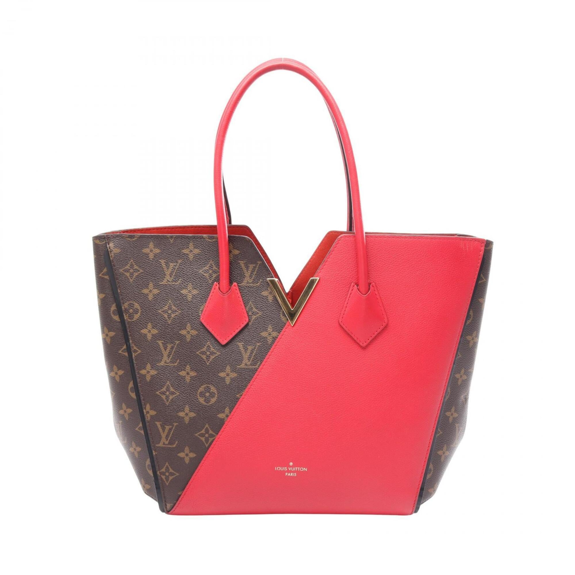 Louis Vuitton Brown Monogram Red Color Coated Canvas Leather Handbag Tote Bag (Pre-Owned)