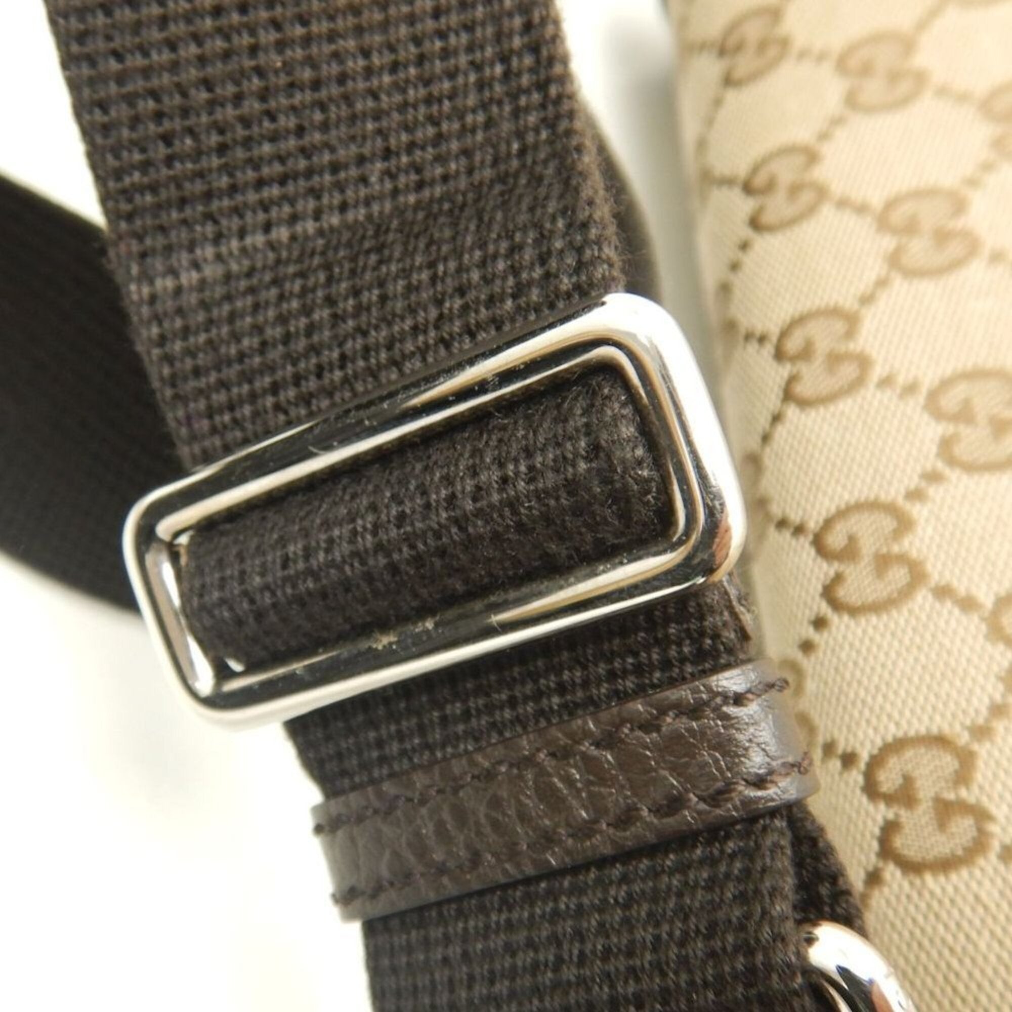 Gucci Gg Canvas Beige Gg Canvas Leather Shoulder Bag (Pre-Owned)