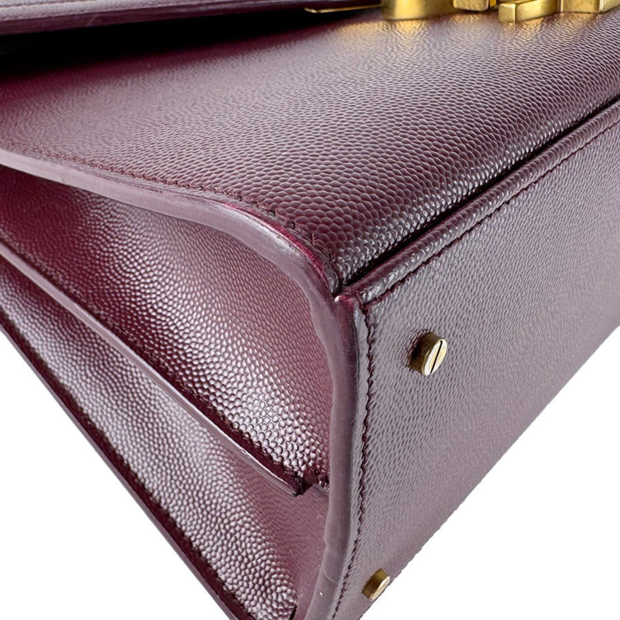 Saint Laurent Bordeaux Leather Handbag Shoulder Bag (Pre-Owned)