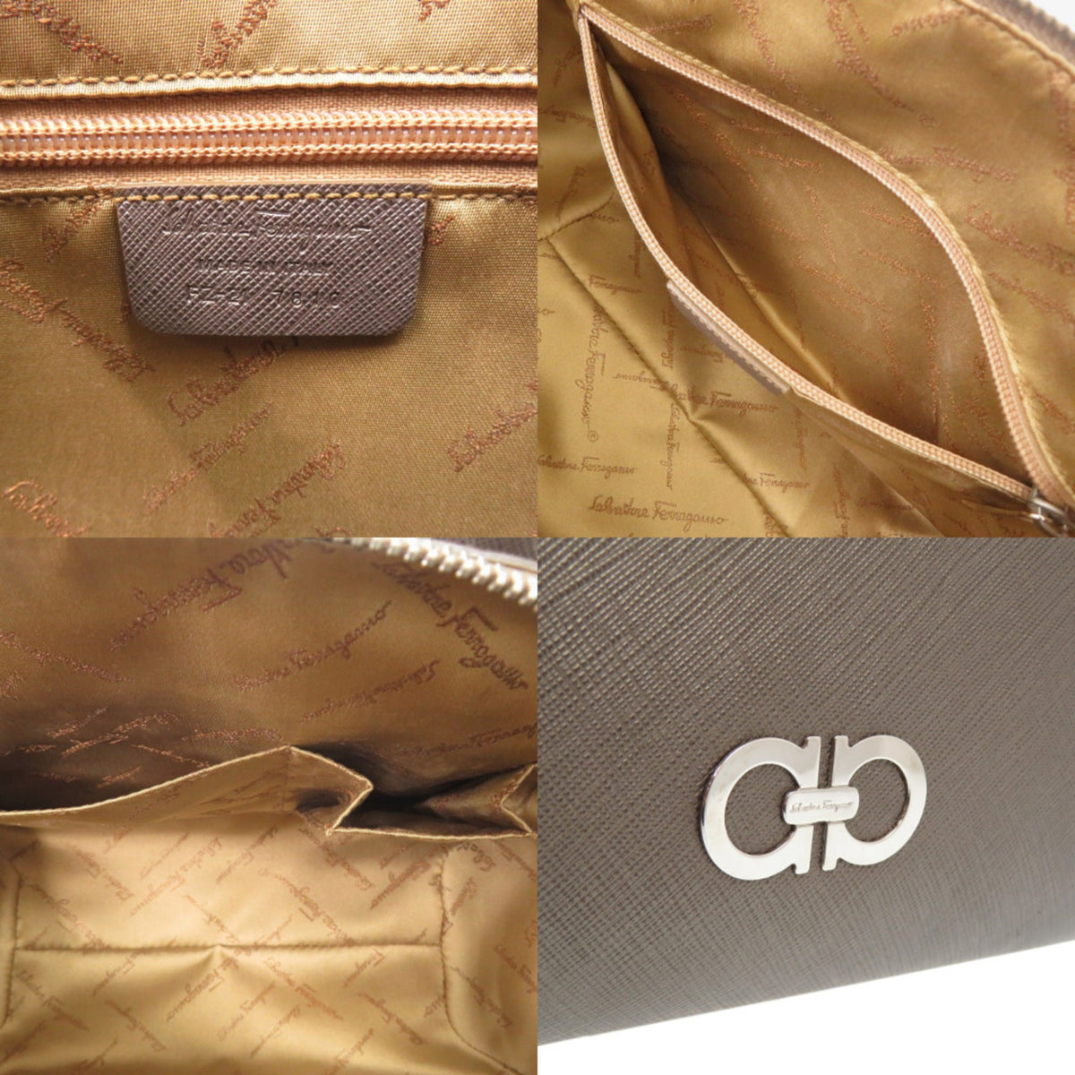 Salvatore Ferragamo Gray Leather Boston Bag Handbag (Pre-Owned)