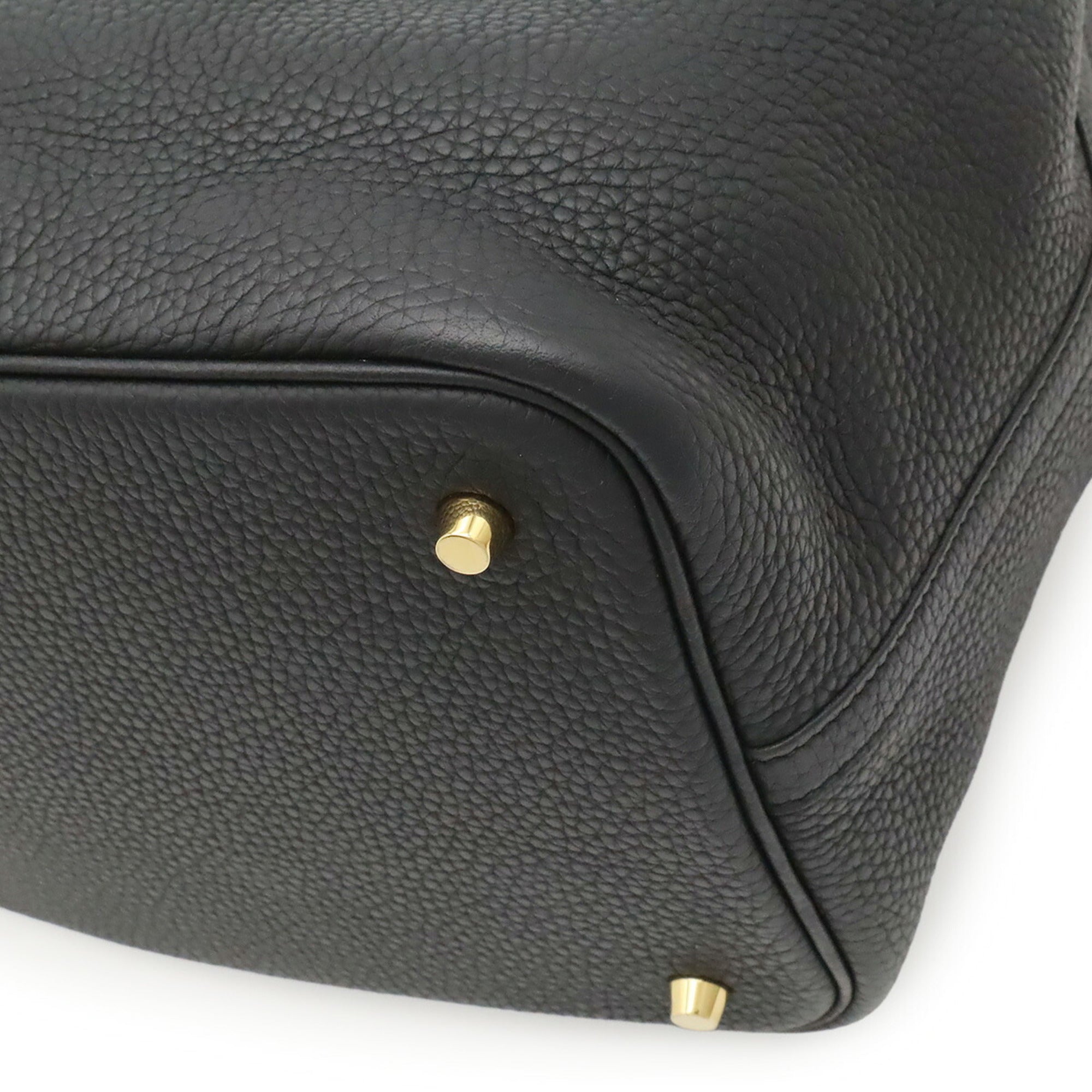 Hermes Black Taurillon Clemence Leather Handbag Tote Bag (Pre-Owned)