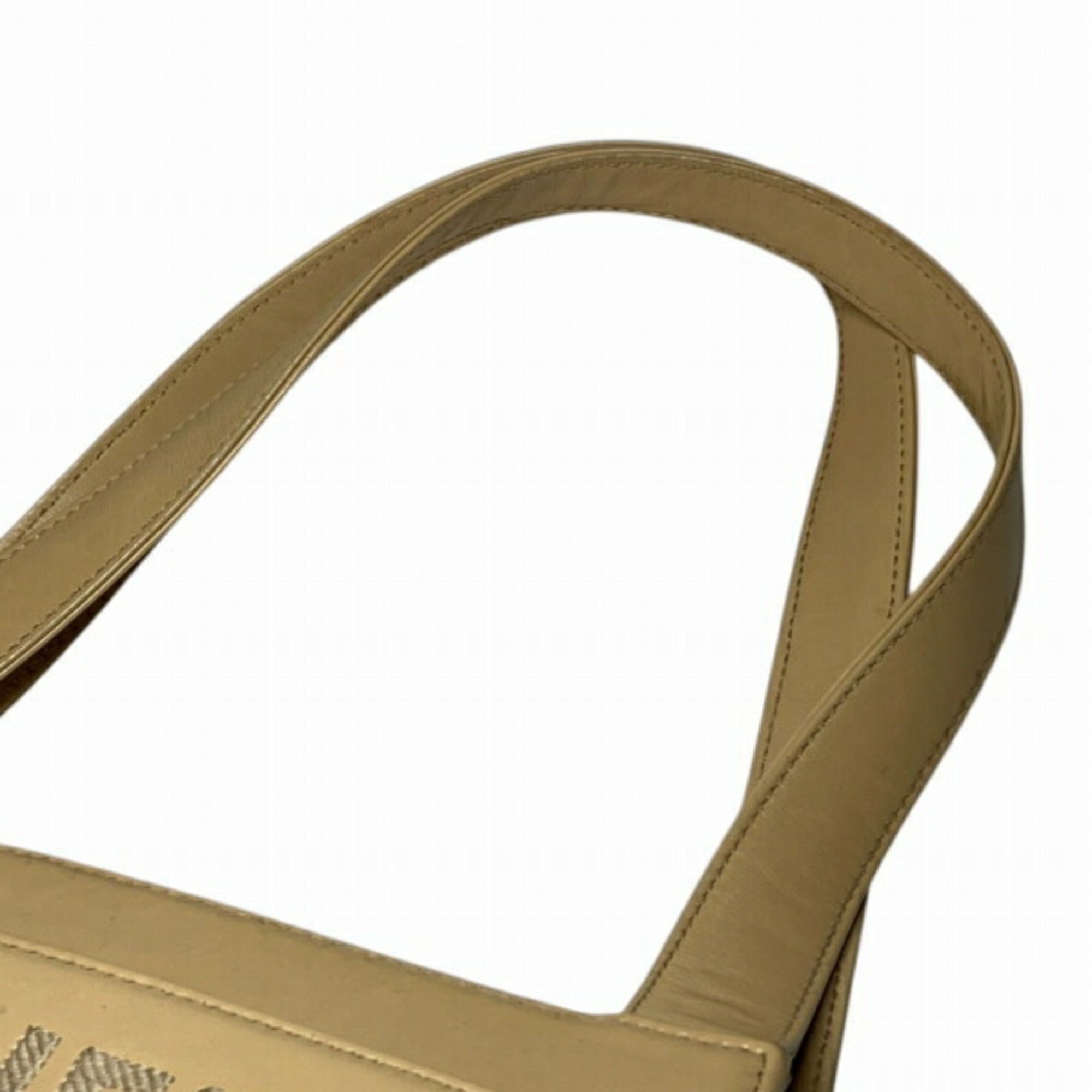 Chanel Cream Leather Shoulder Bag Tote Bag (Pre-Owned)