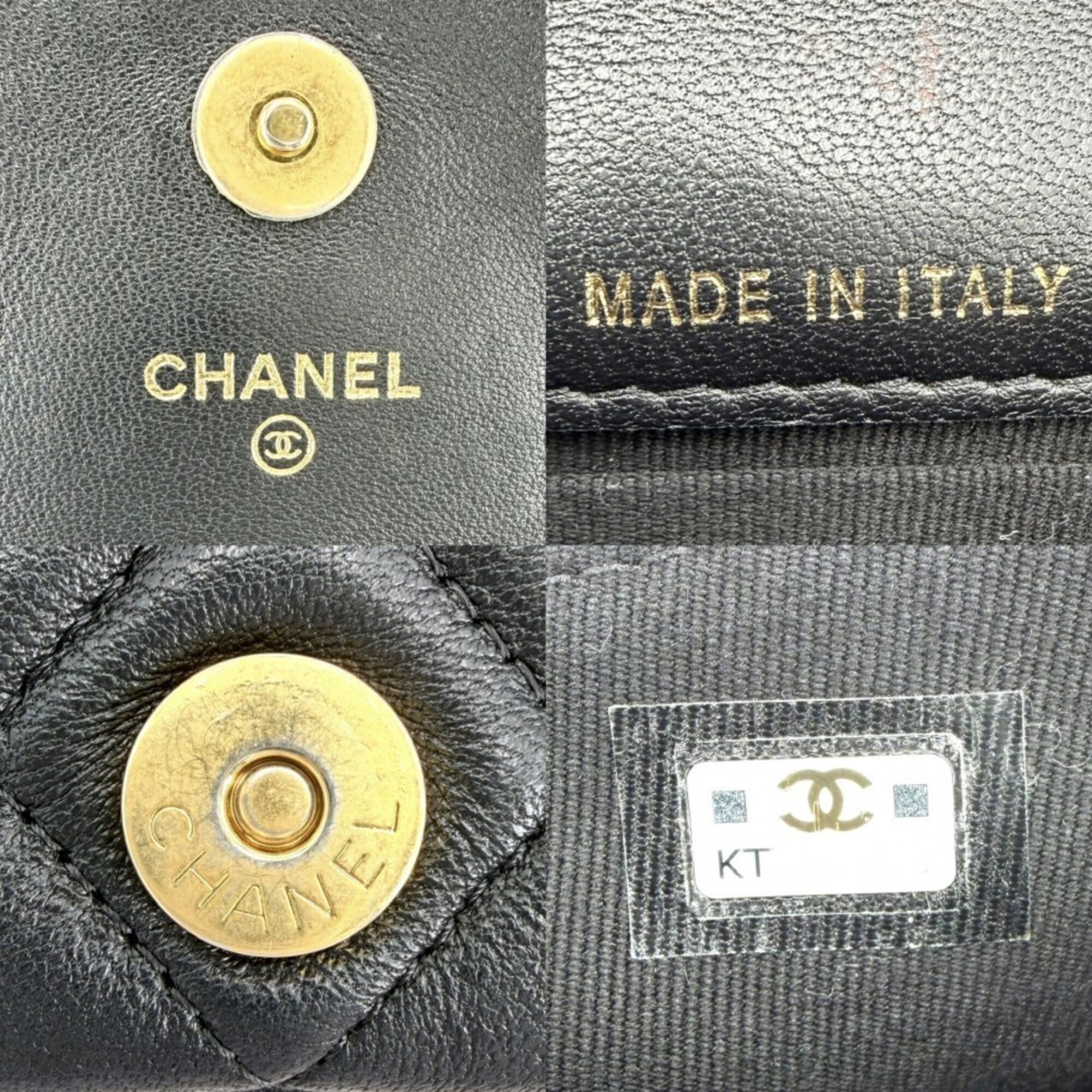 Chanel Matelasse Black Leather Pochette Shoulder Bag (Pre-Owned)