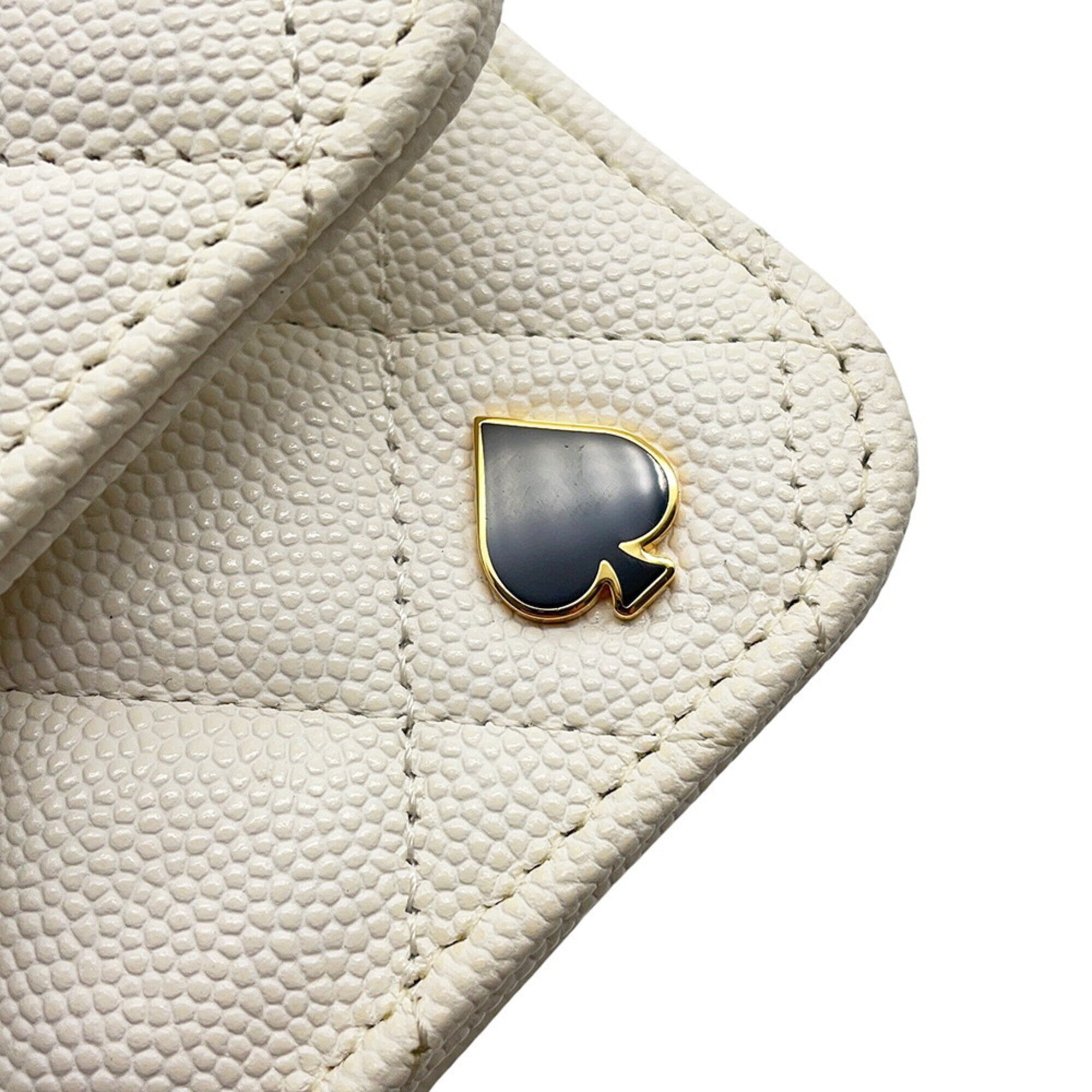 Chanel White Grained Calfskin Chain/Shoulder Wallet (Pre-Owned)
