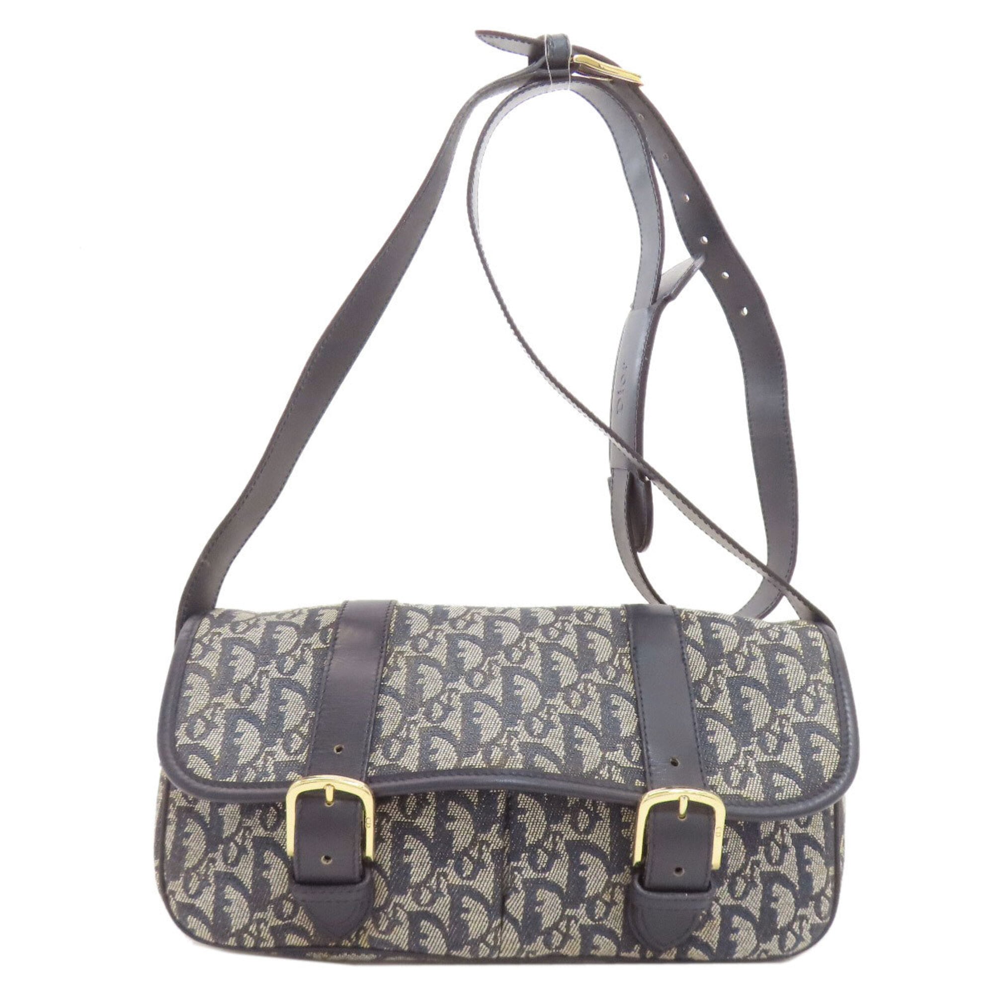 Christian Dior Trotter Navy Canvas Shoulder Bag (Pre-Owned)