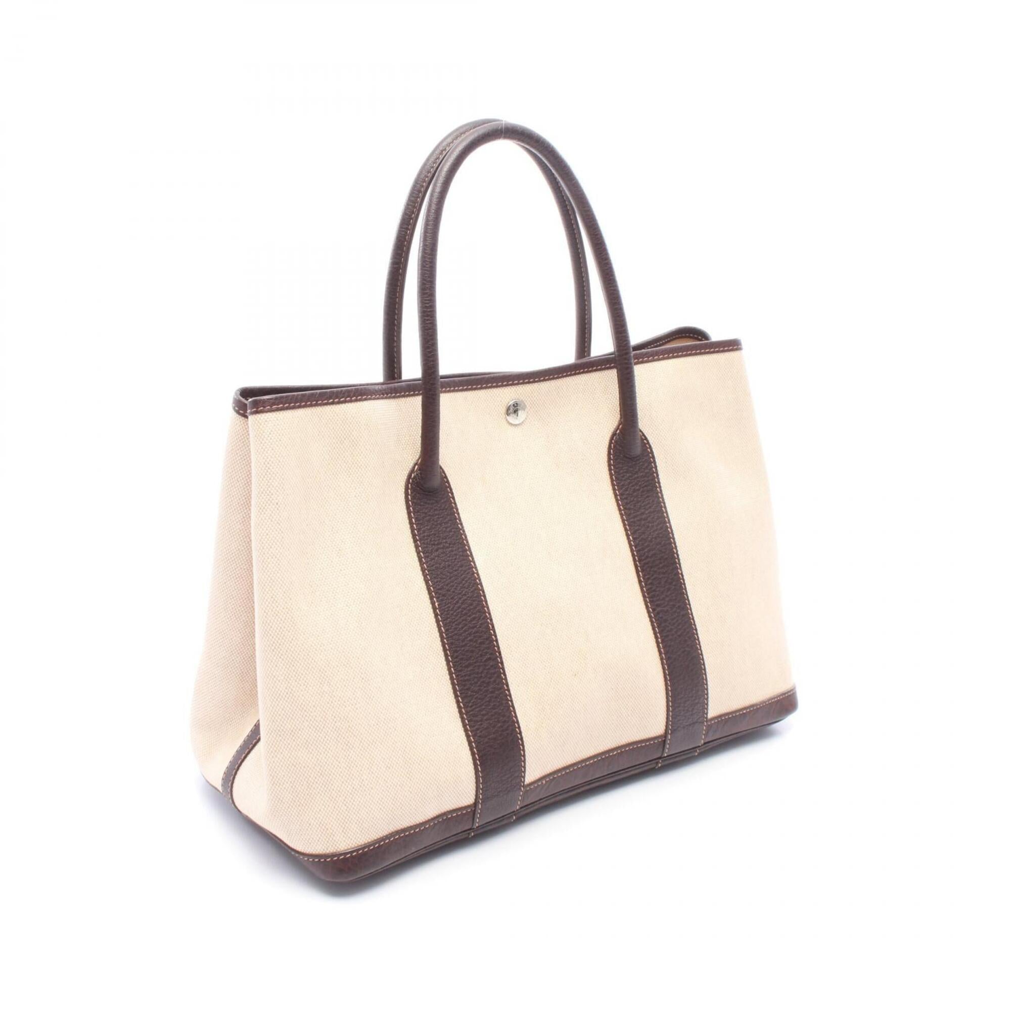 Hermes Beige Brown Toile H Leather Canvas Handbag Tote Bag (Pre-Owned)