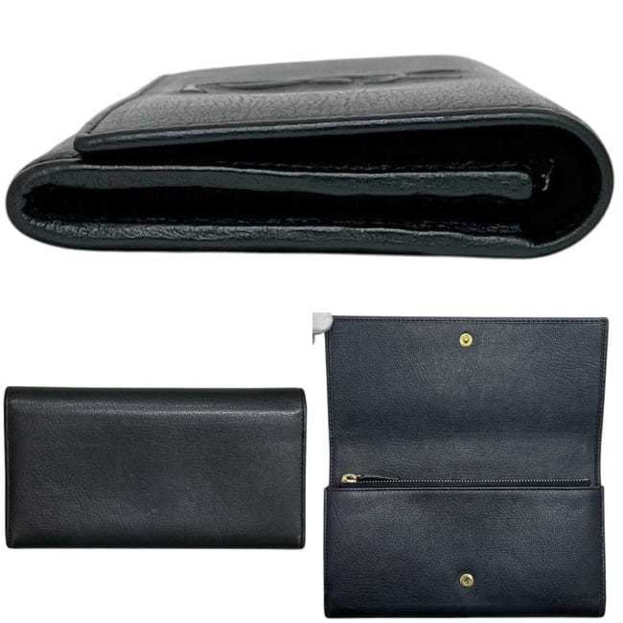 Yves Saint Laurent Black Leather Long Wallet (Bi-Fold) (Pre-Owned)