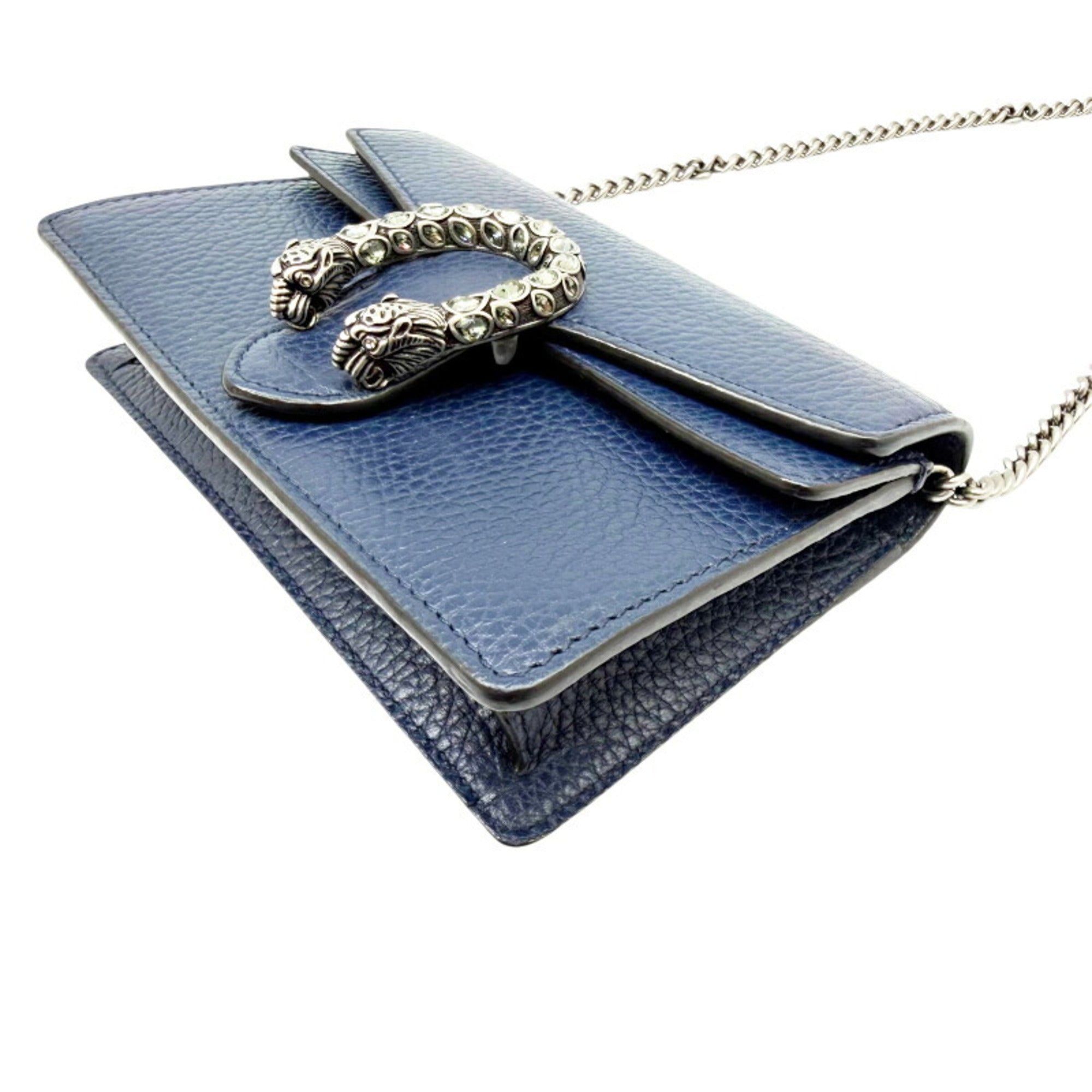 Gucci Blue Navy Leather Shoulder Bag (Pre-Owned)