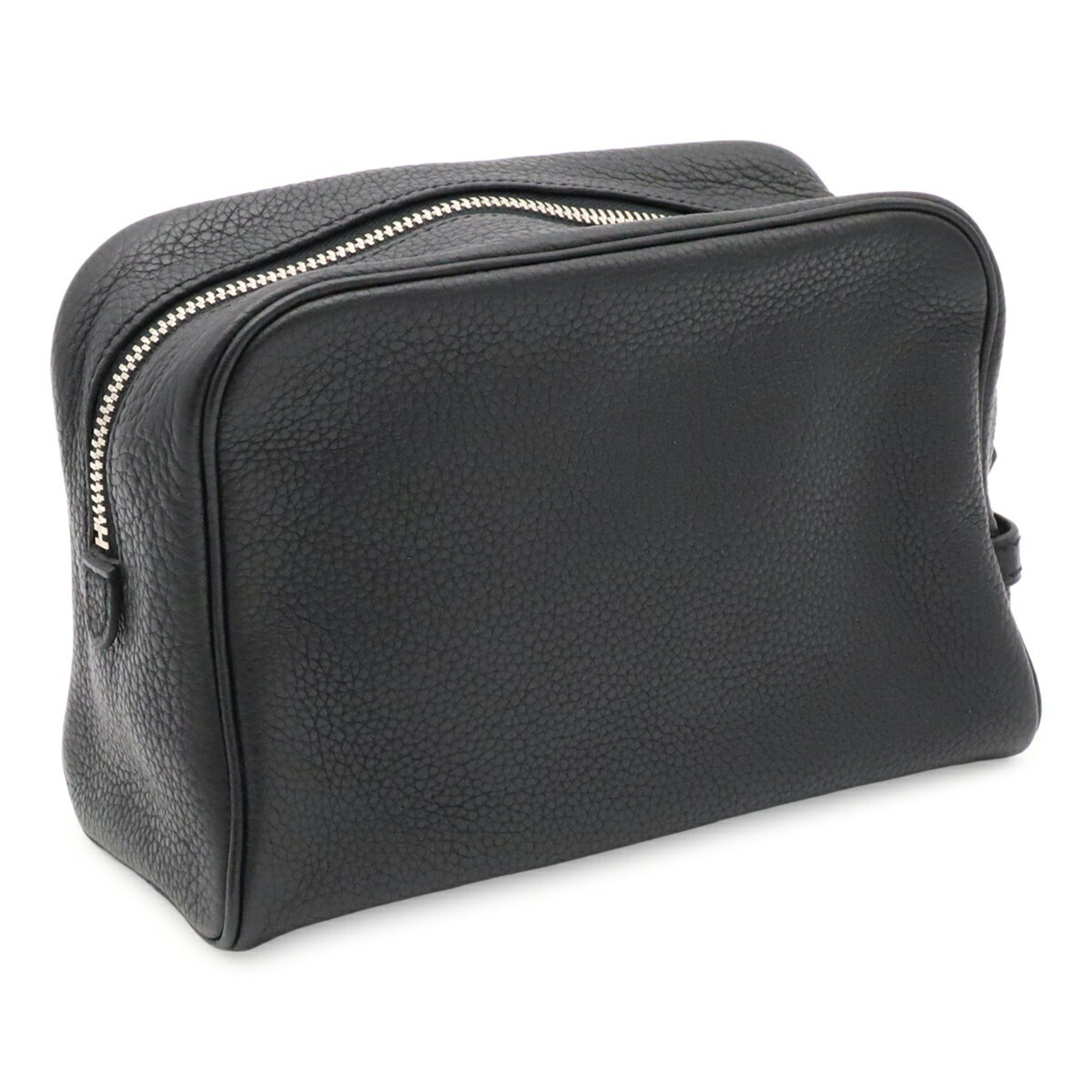 Hermes Black Taurillon Clemence Leather Clutch Bag Pouch (Pre-Owned)