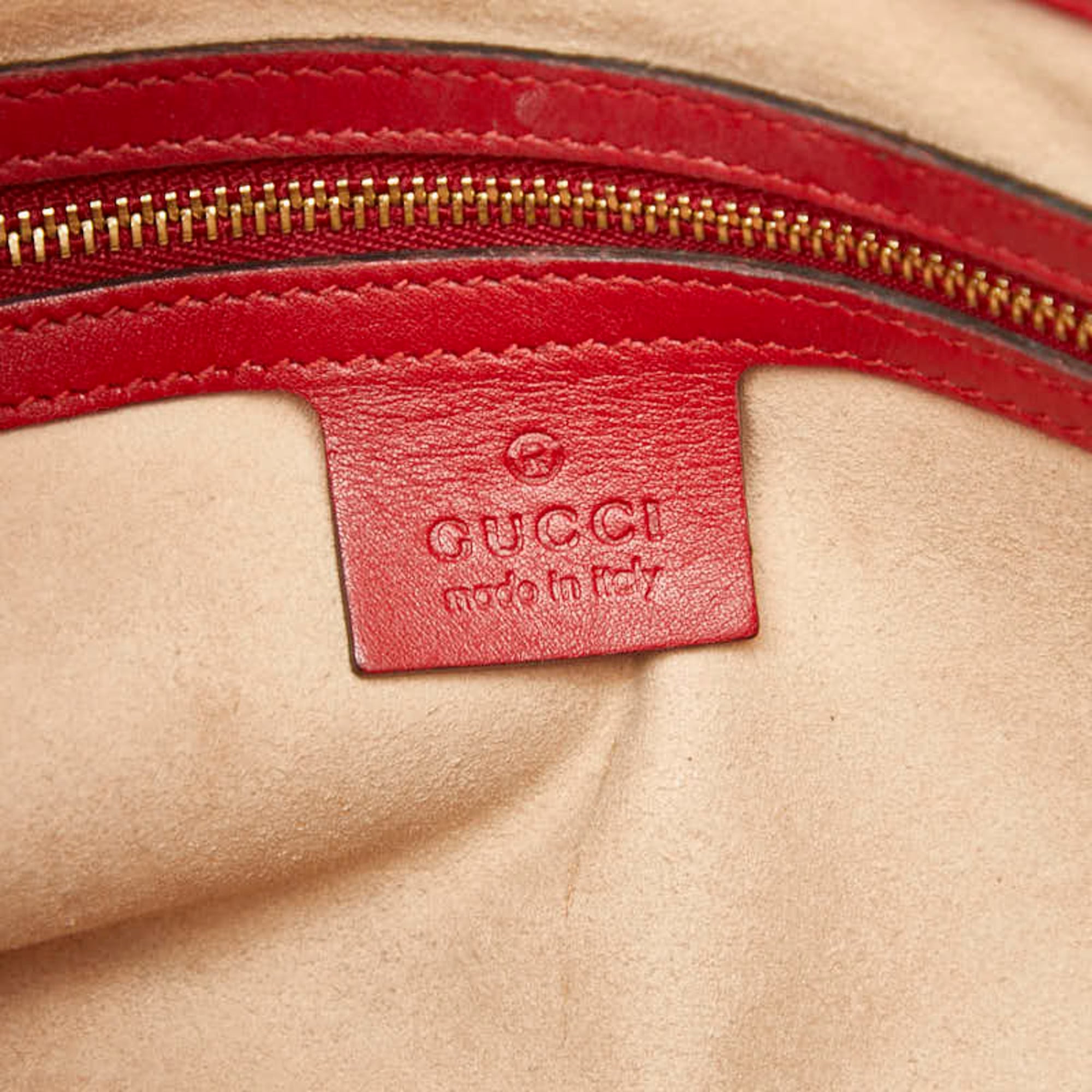 Gucci Red Color Leather Tote Bag (Pre-Owned)
