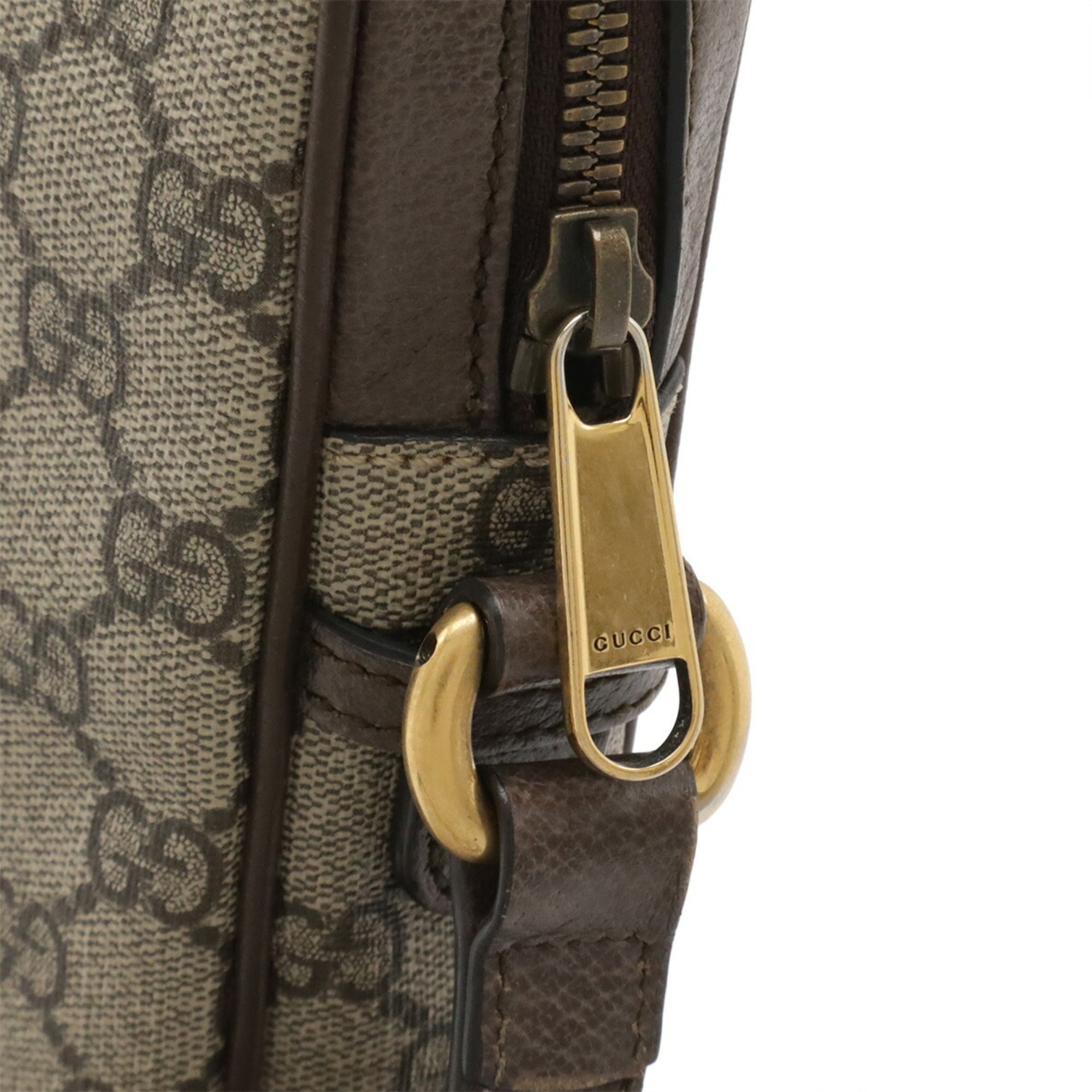 Gucci Sherry Line Beige Green Red Color Gg Supreme Leather Handbag (Pre-Owned)