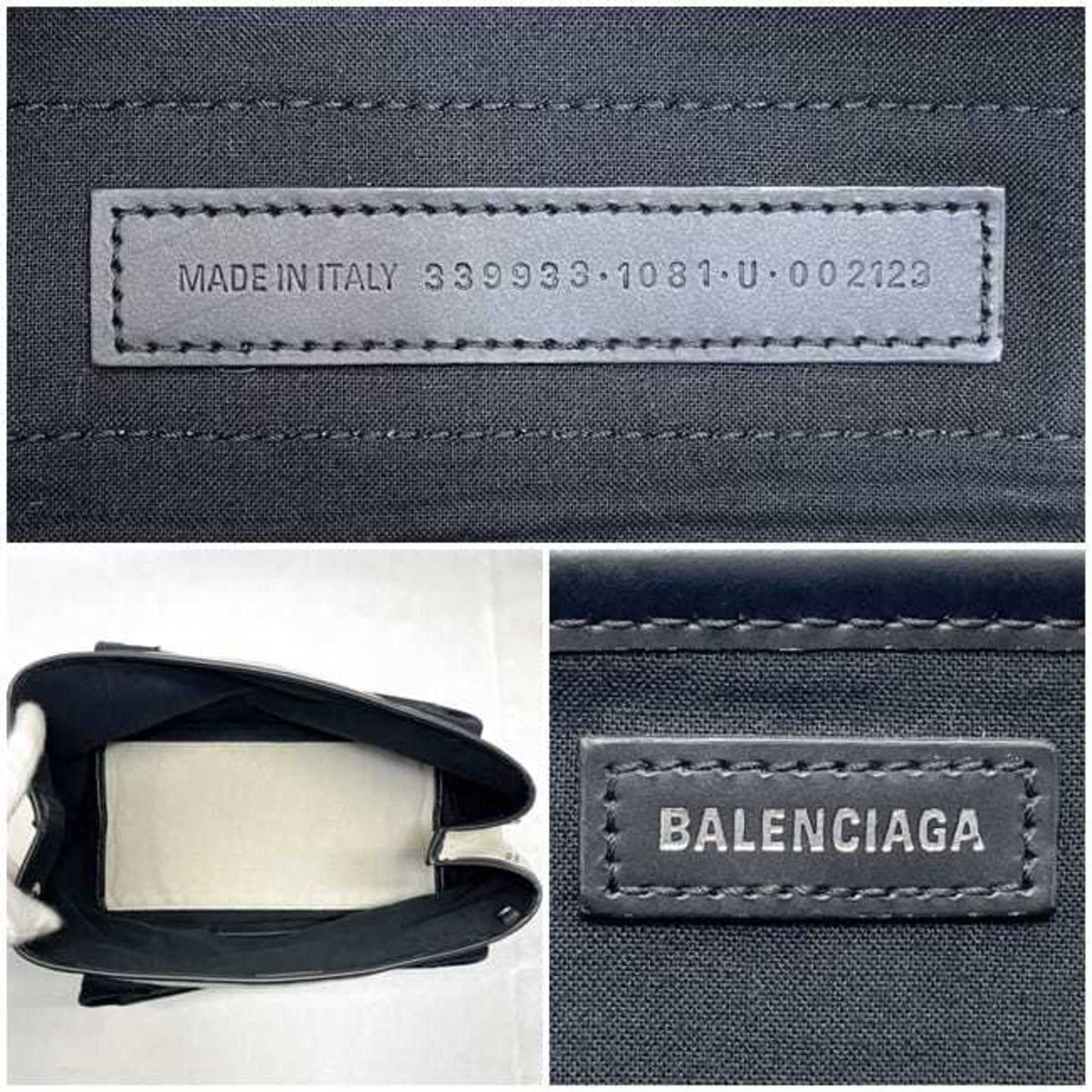 Balenciaga Black White Canvas Leather Handbag Tote Bag (Pre-Owned)