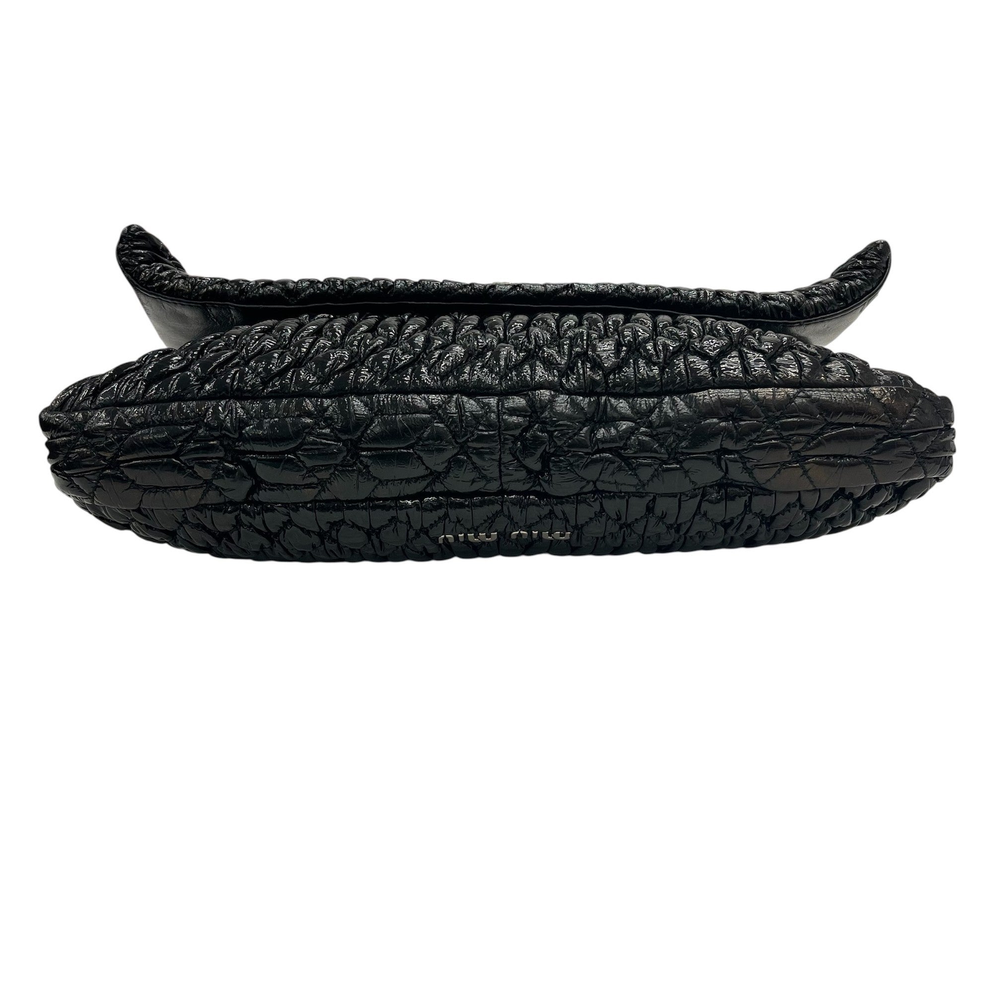 Miu Miu Matelasse Black Patent Leather Clutch Bag Shoulder Bag (Pre-Owned)