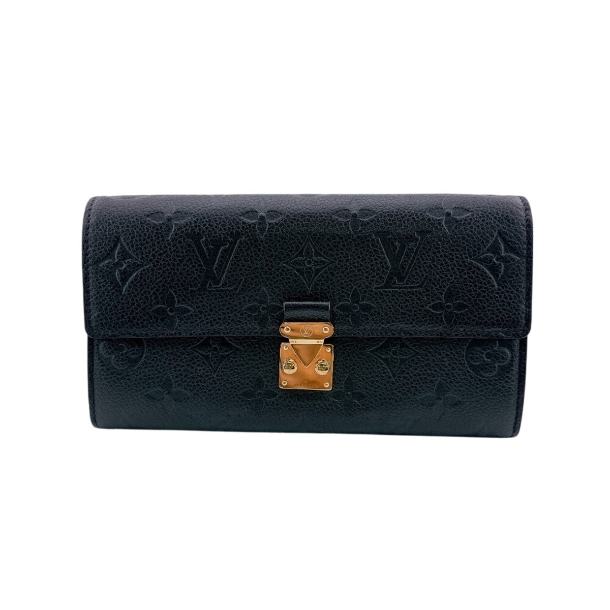 Louis Vuitton Black Leather Long Wallet (Bi-Fold) (Pre-Owned)