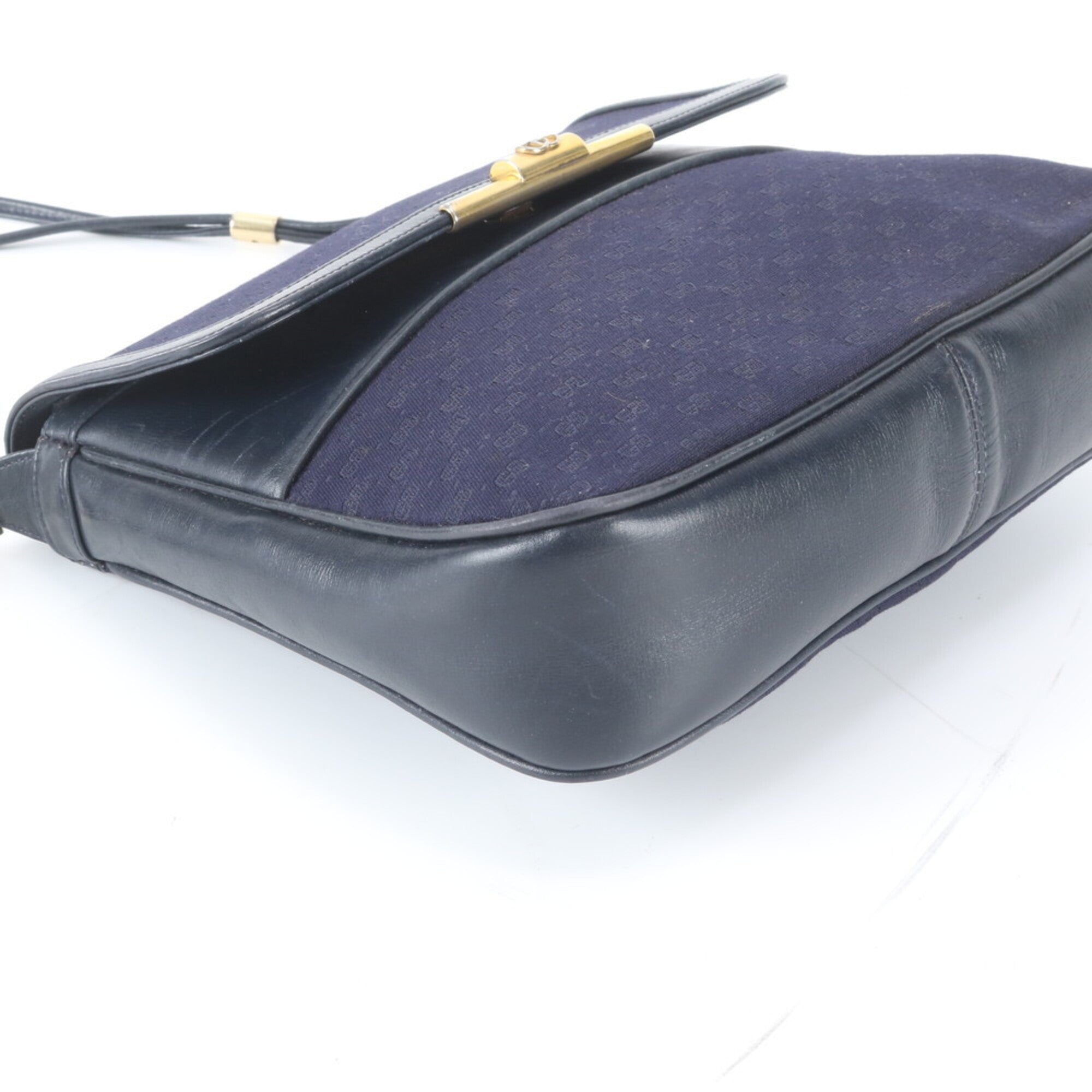 Gucci Microguccissima Navy Leather Canvas Handbag Shoulder Bag (Pre-Owned)