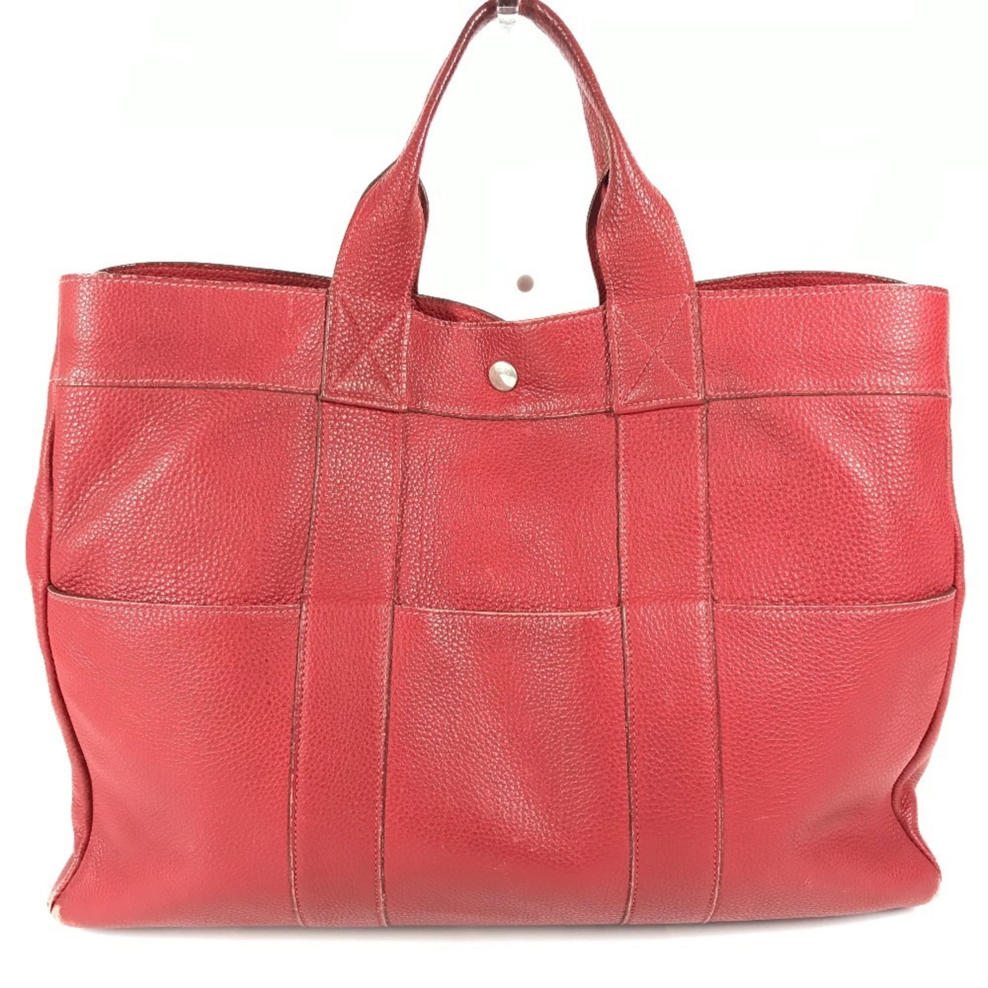 Hermes Fourre Tout Red Color Leather Handbag Tote Bag (Pre-Owned)