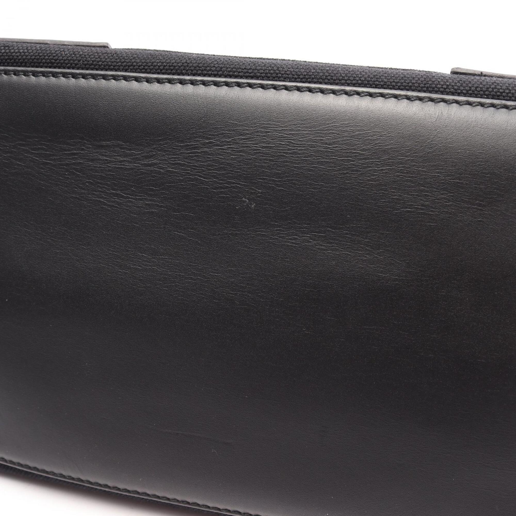 Balenciaga Black Navy Leather Canvas Handbag Tote Bag (Pre-Owned)